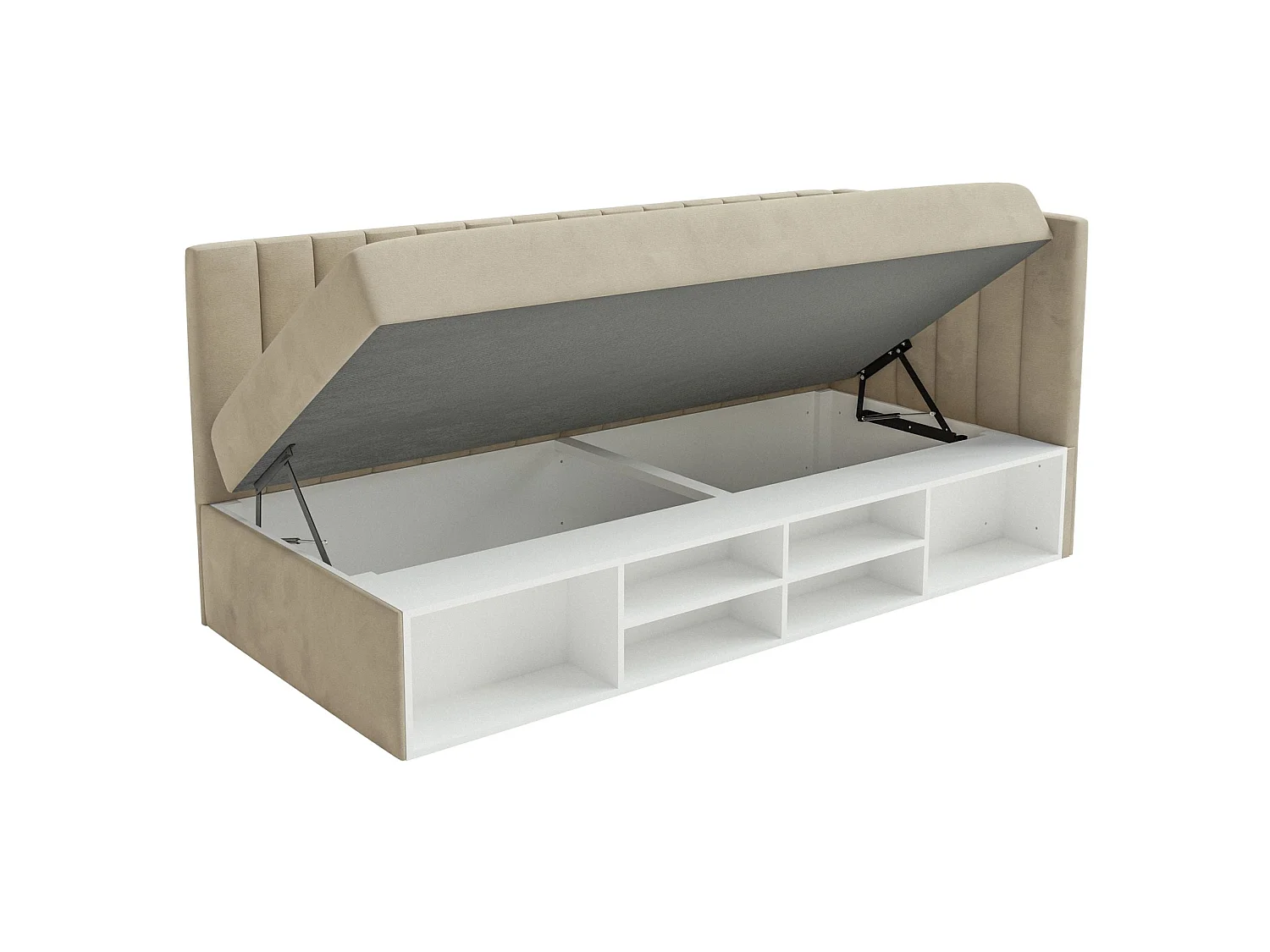 Lit ado avec rangement - gris beige - côté droit - VENTRIO