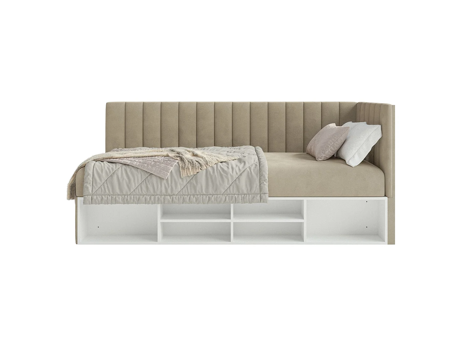Lit ado avec rangement - gris beige - côté droit - VENTRIO