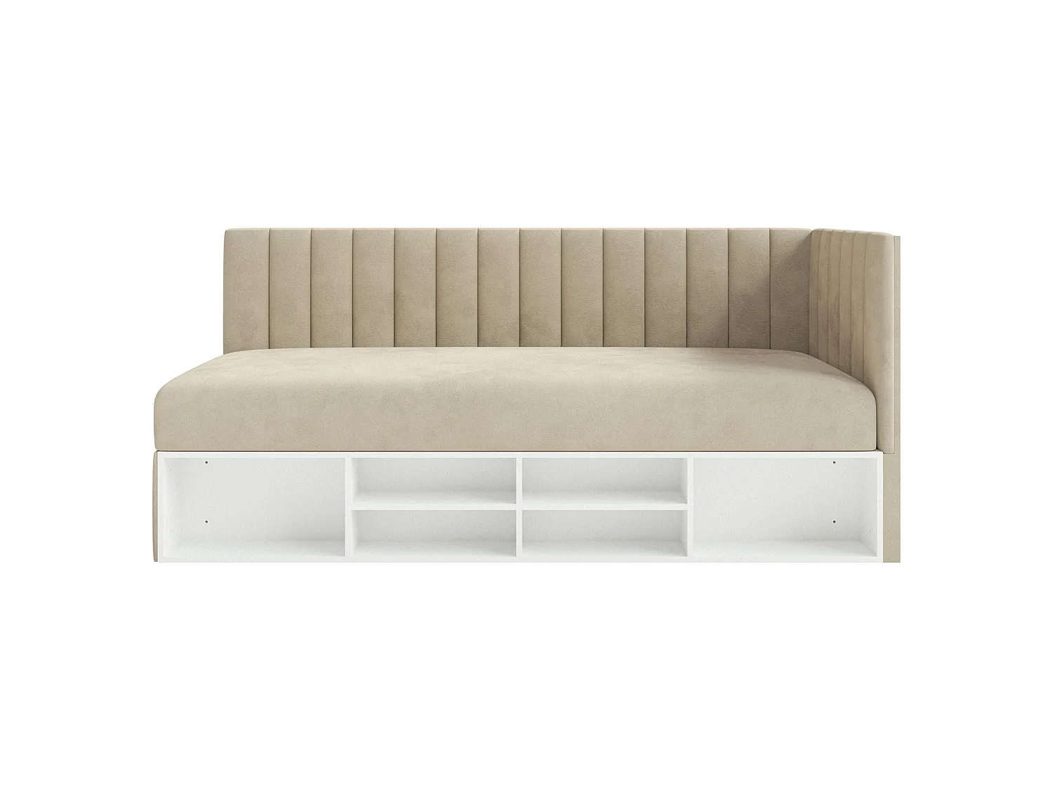 Lit ado avec rangement - gris beige - côté droit - VENTRIO