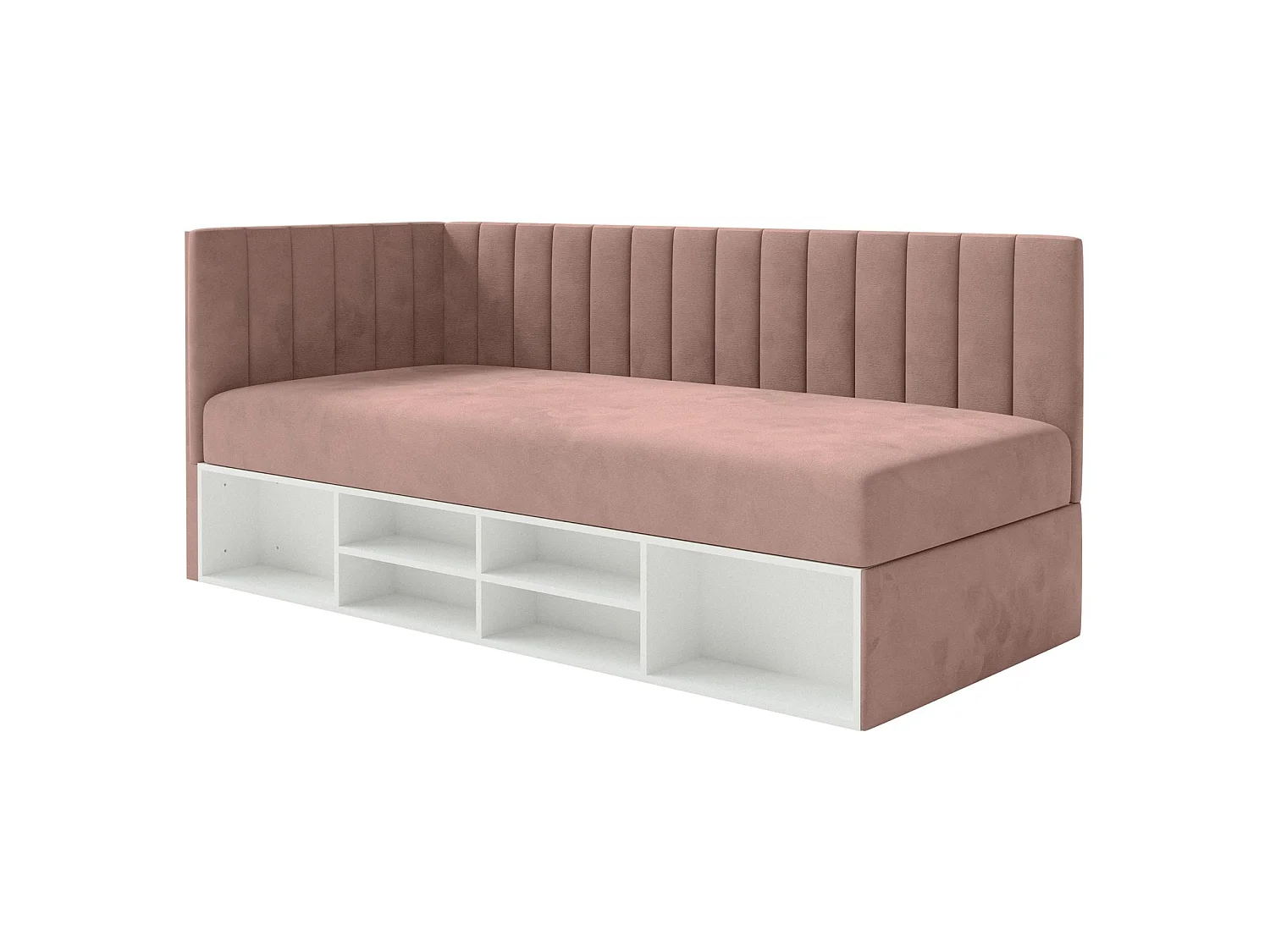 Lit ado avec rangement - rose clair - côté gauche - VENTRIO