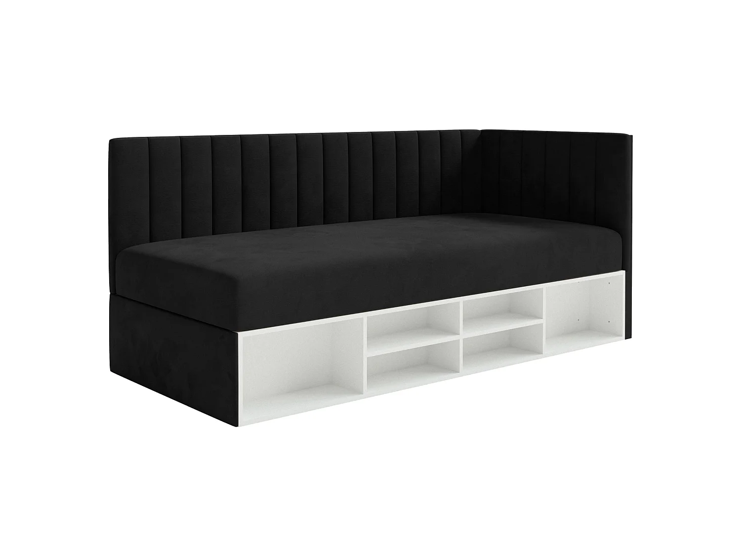 Lit ado avec rangement - noir - côté droit - VENTRIO