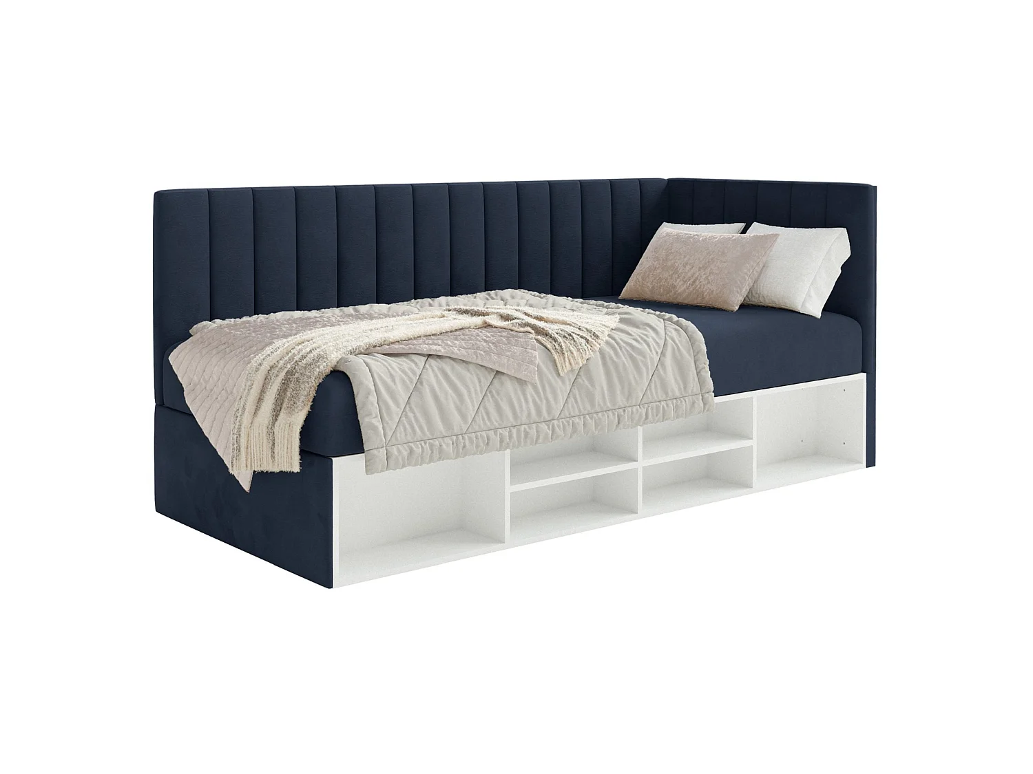 Lit ado avec rangement - bleu marine - côté droit - VENTRIO