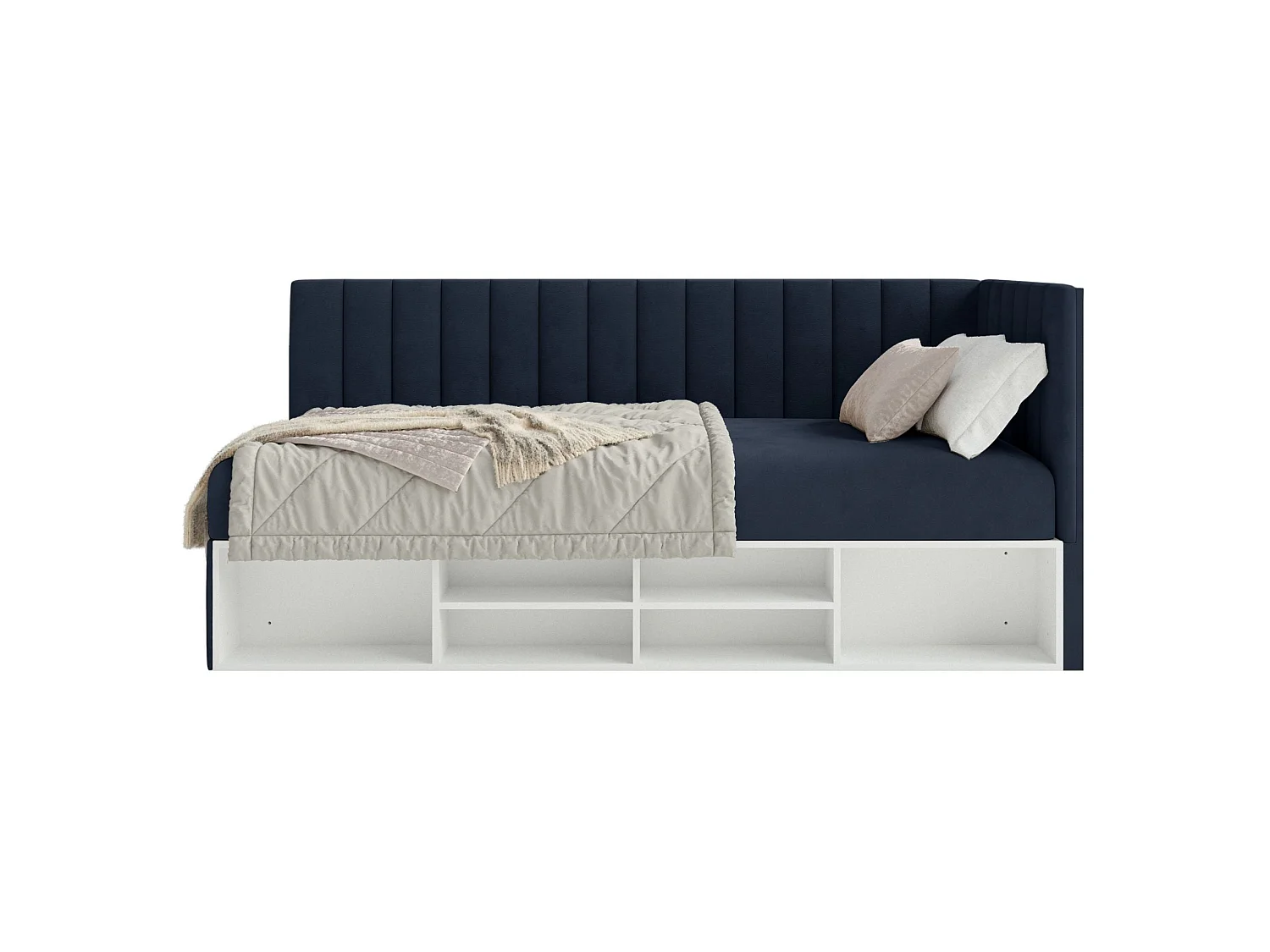 Lit ado avec rangement - bleu marine - côté droit - VENTRIO