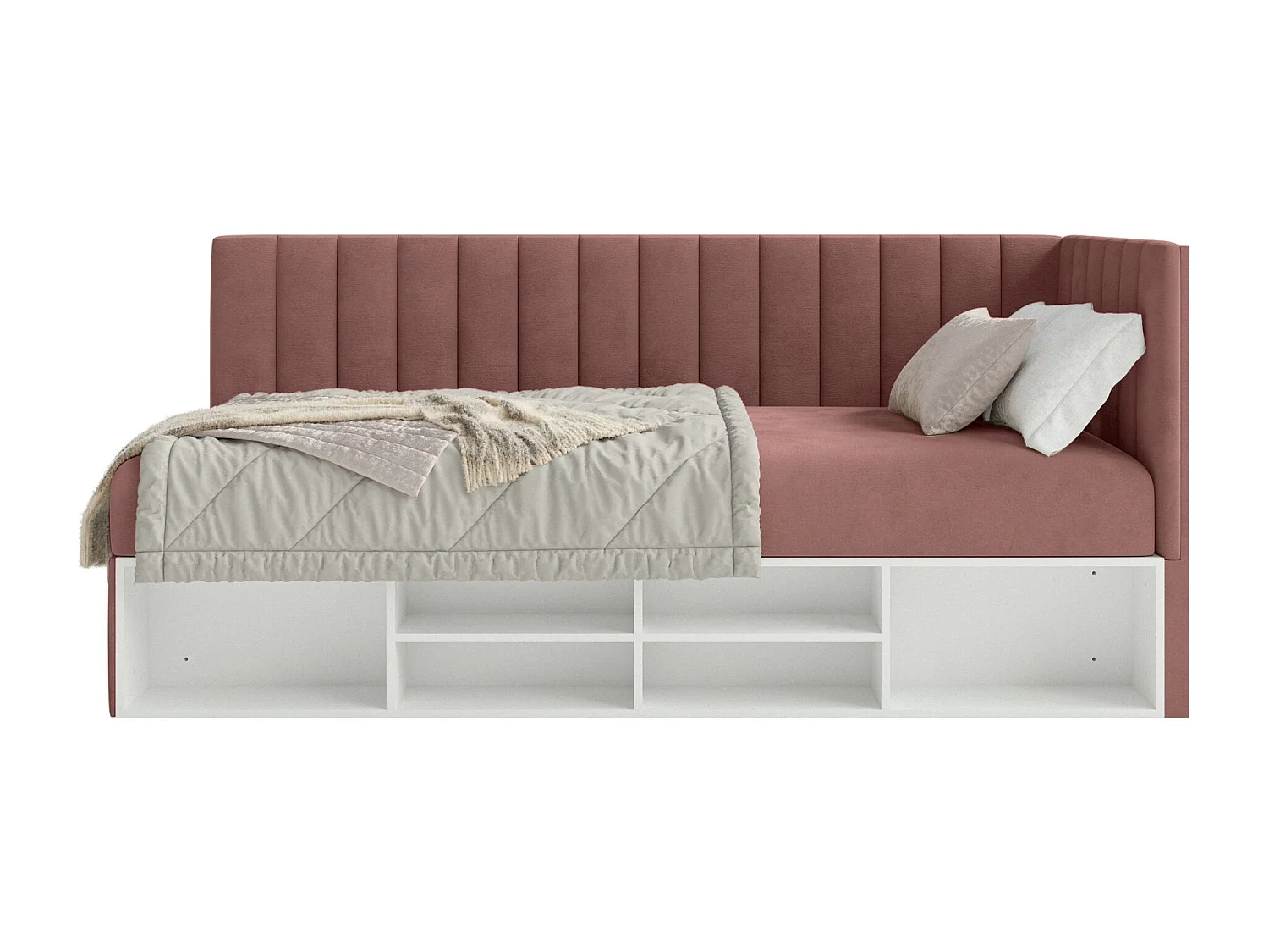 Lit ado avec rangement - rose - côté droit - VENTRIO