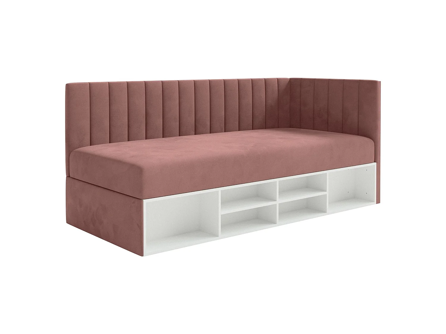 Lit ado avec rangement - rose - côté droit - VENTRIO