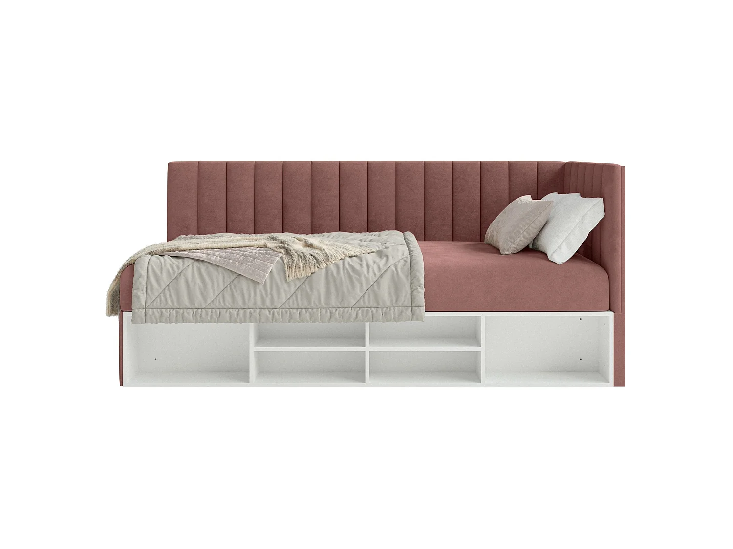 Lit ado avec rangement - rose - côté droit - VENTRIO