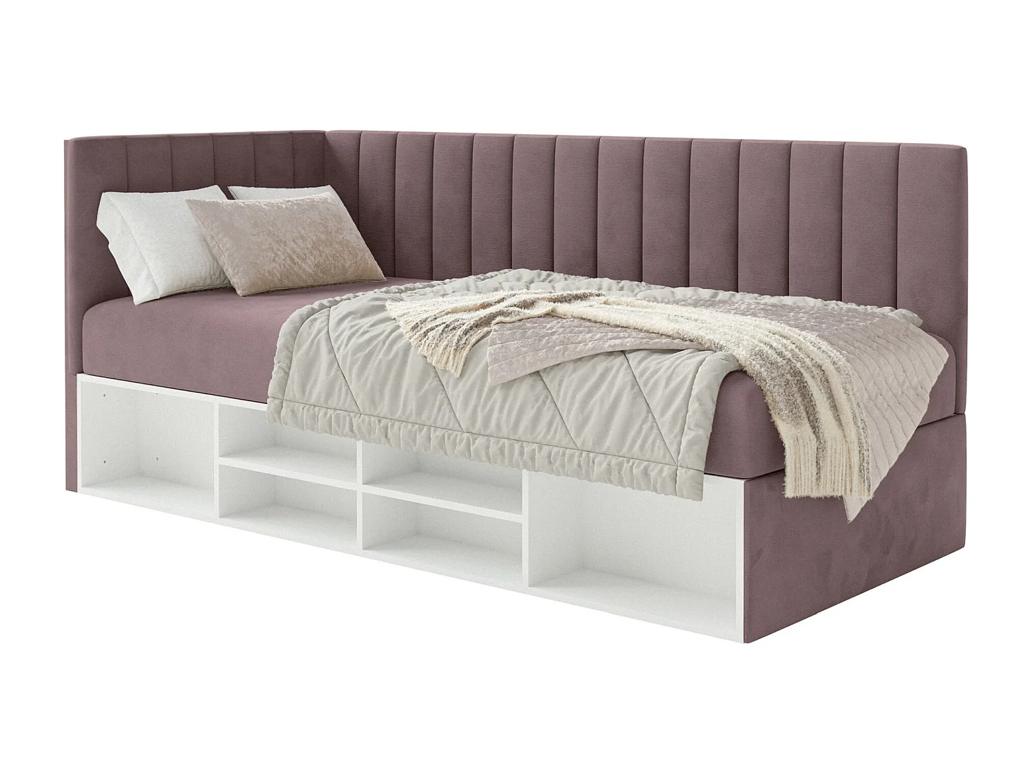 Tienerbed met opbergruimte - paars - linkerzijde - VENTRIO