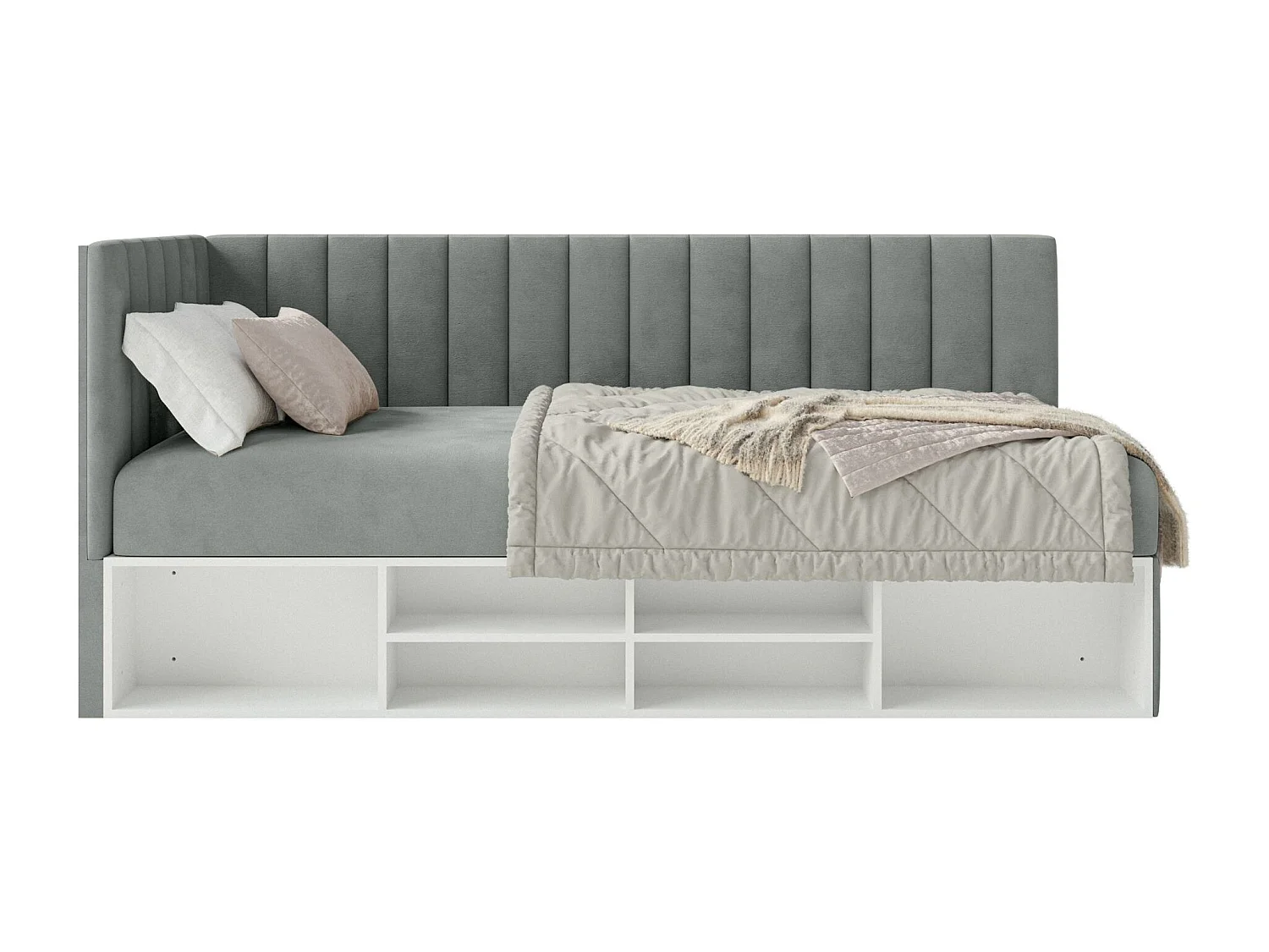 Lit ado avec rangement - gris - côté gauche- VENTRIO