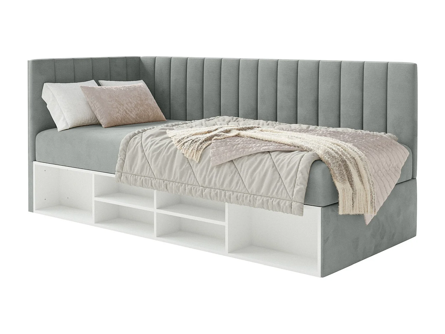 Lit ado avec rangement - gris - côté gauche- VENTRIO
