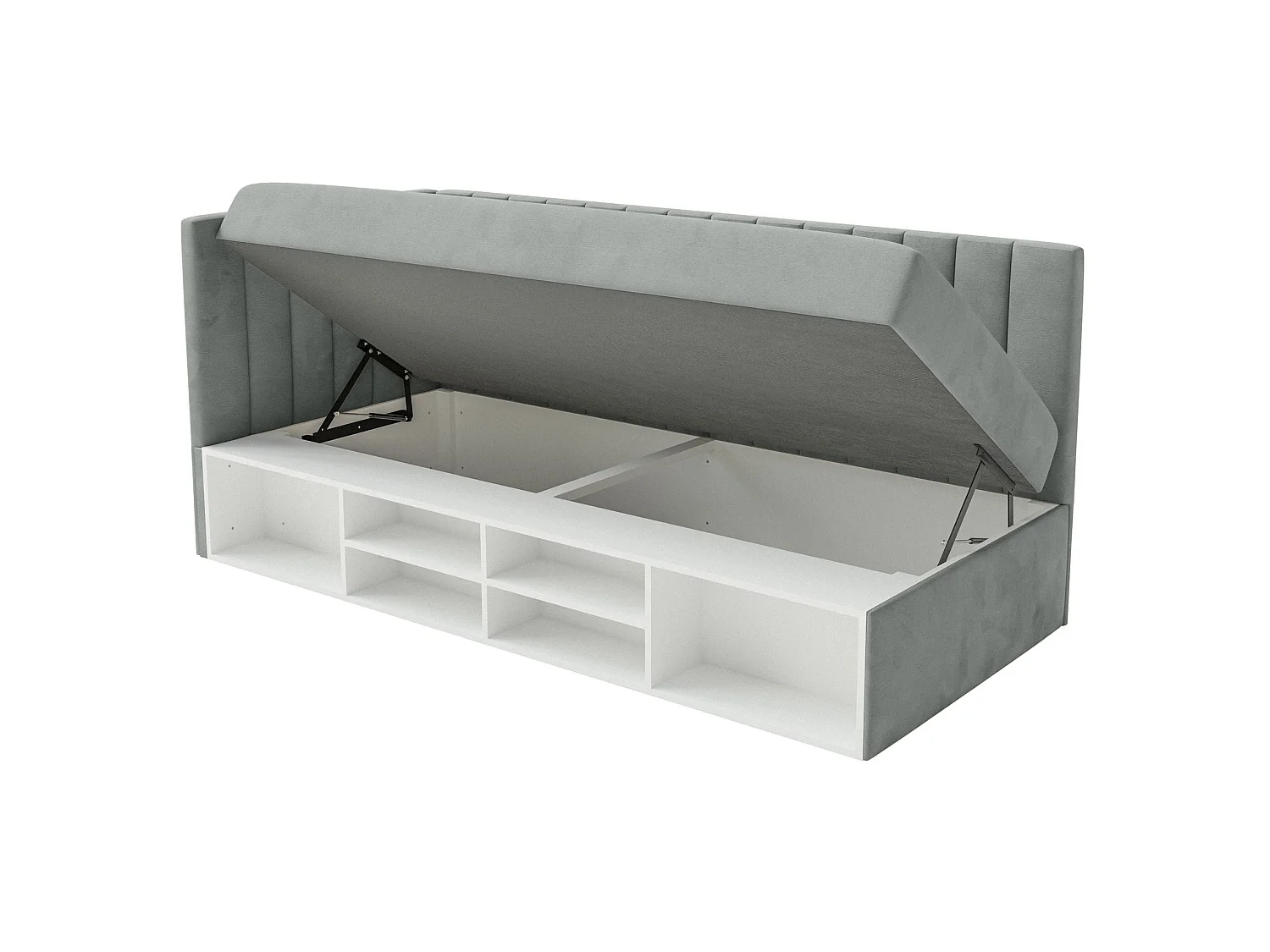 Lit ado avec rangement - gris - côté gauche- VENTRIO