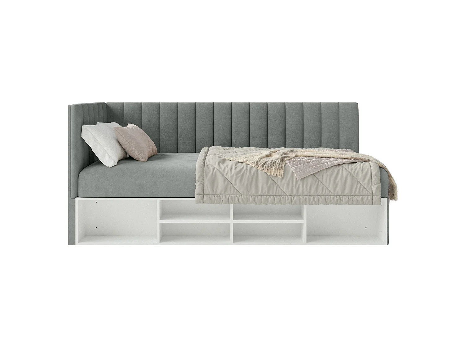 Lit ado avec rangement - gris - côté gauche- VENTRIO