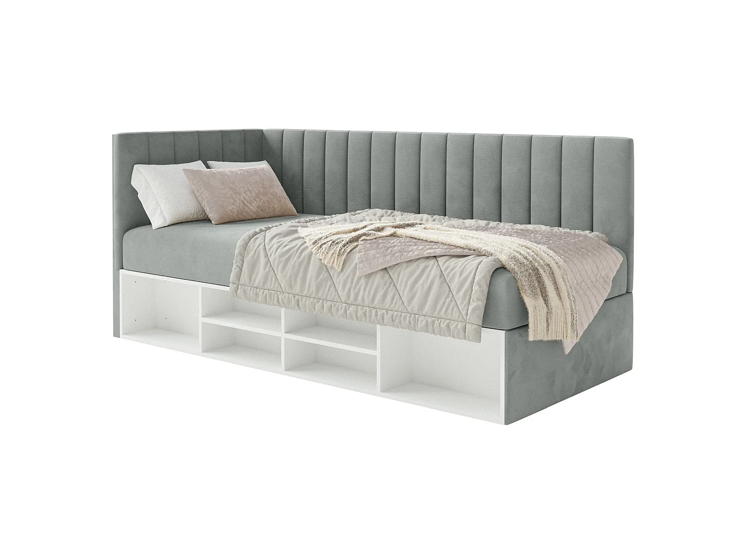 Lit ado avec rangement - gris - côté gauche- VENTRIO
