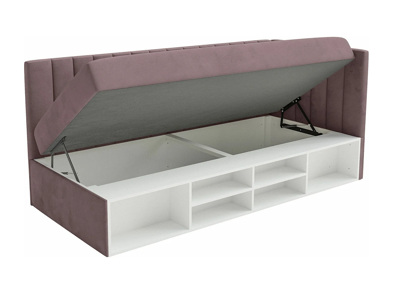 Tienerbed met opbergruimte - paars - rechterkant - VENTRIO