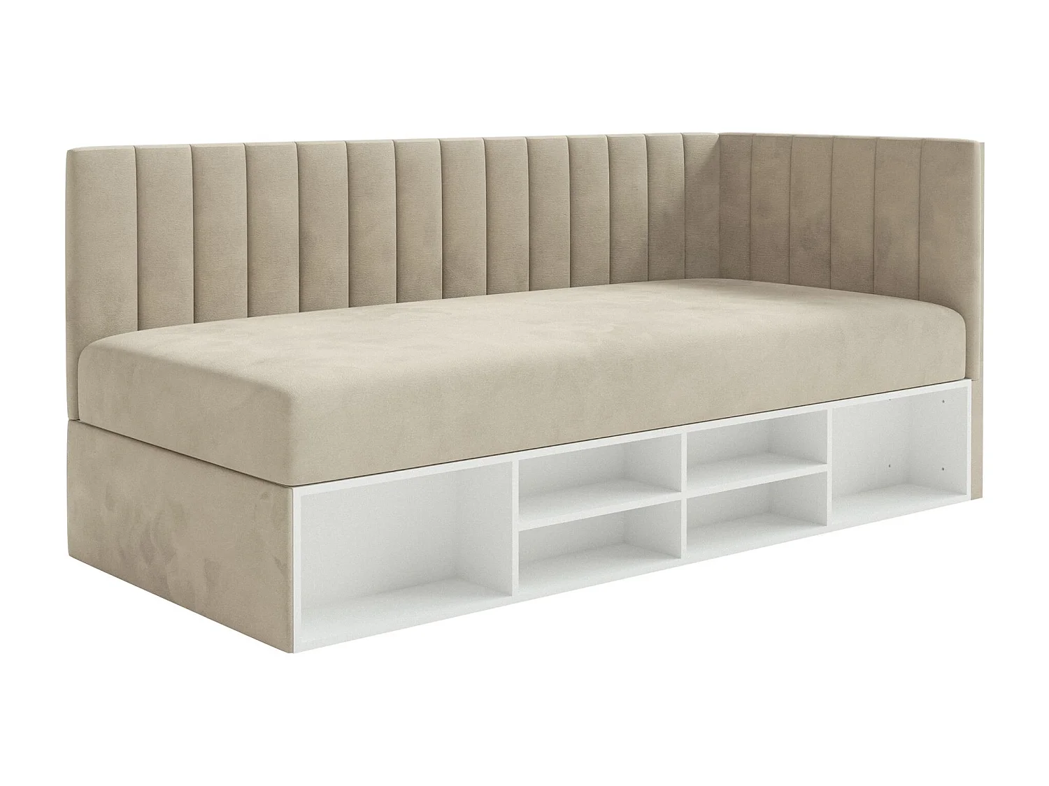 Lit ado avec rangement - beige clair - côté droit - VENTRIO