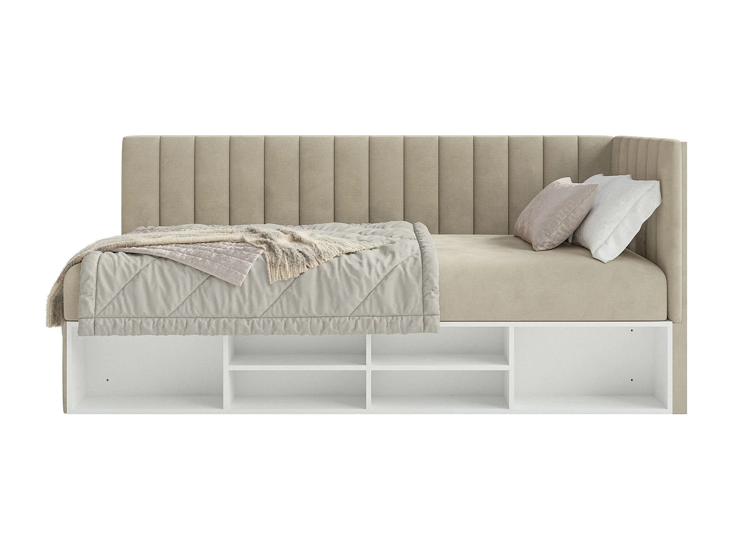 Lit ado avec rangement - beige clair - côté droit - VENTRIO