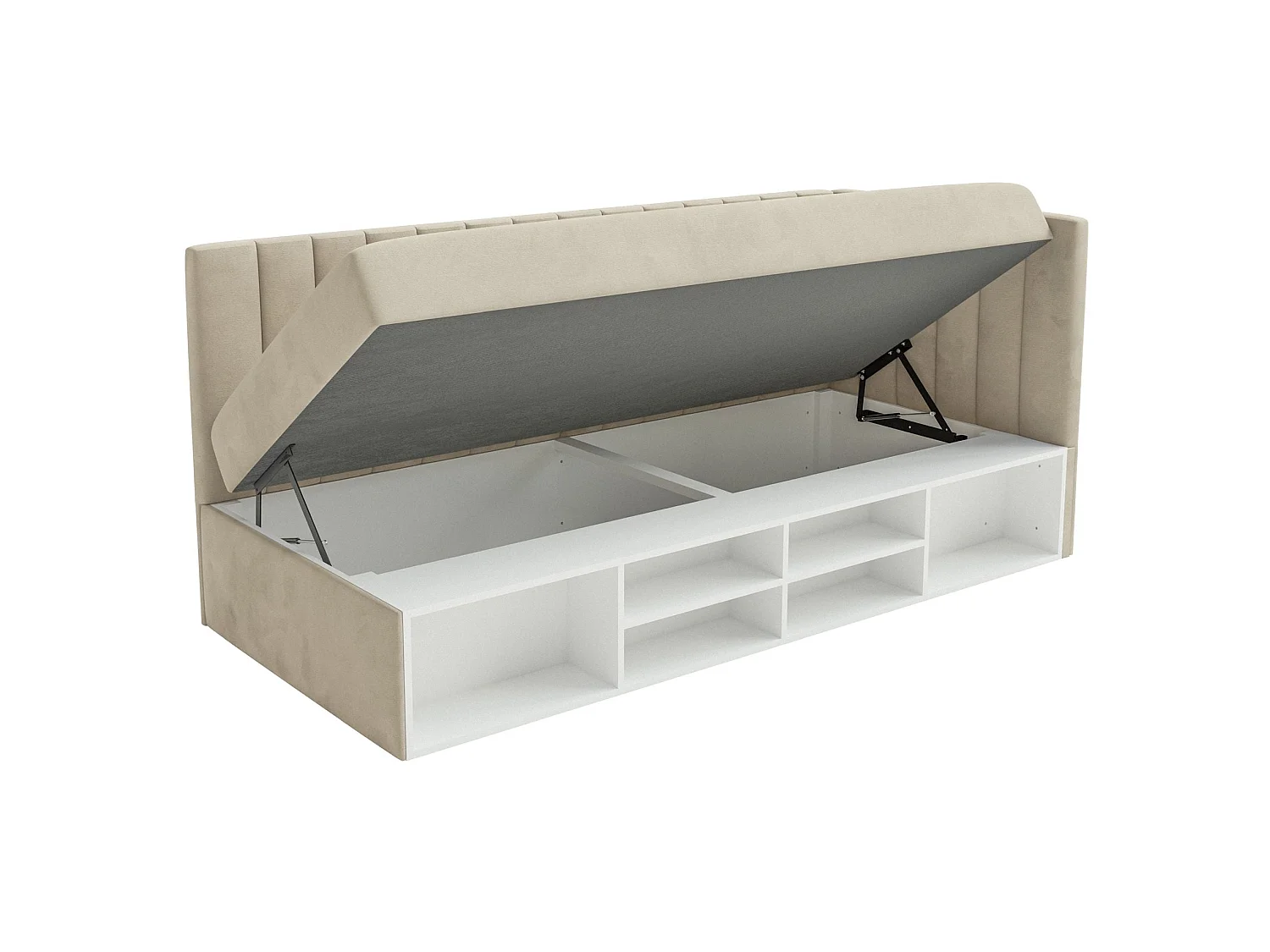 Lit ado avec rangement - beige clair - côté droit - VENTRIO