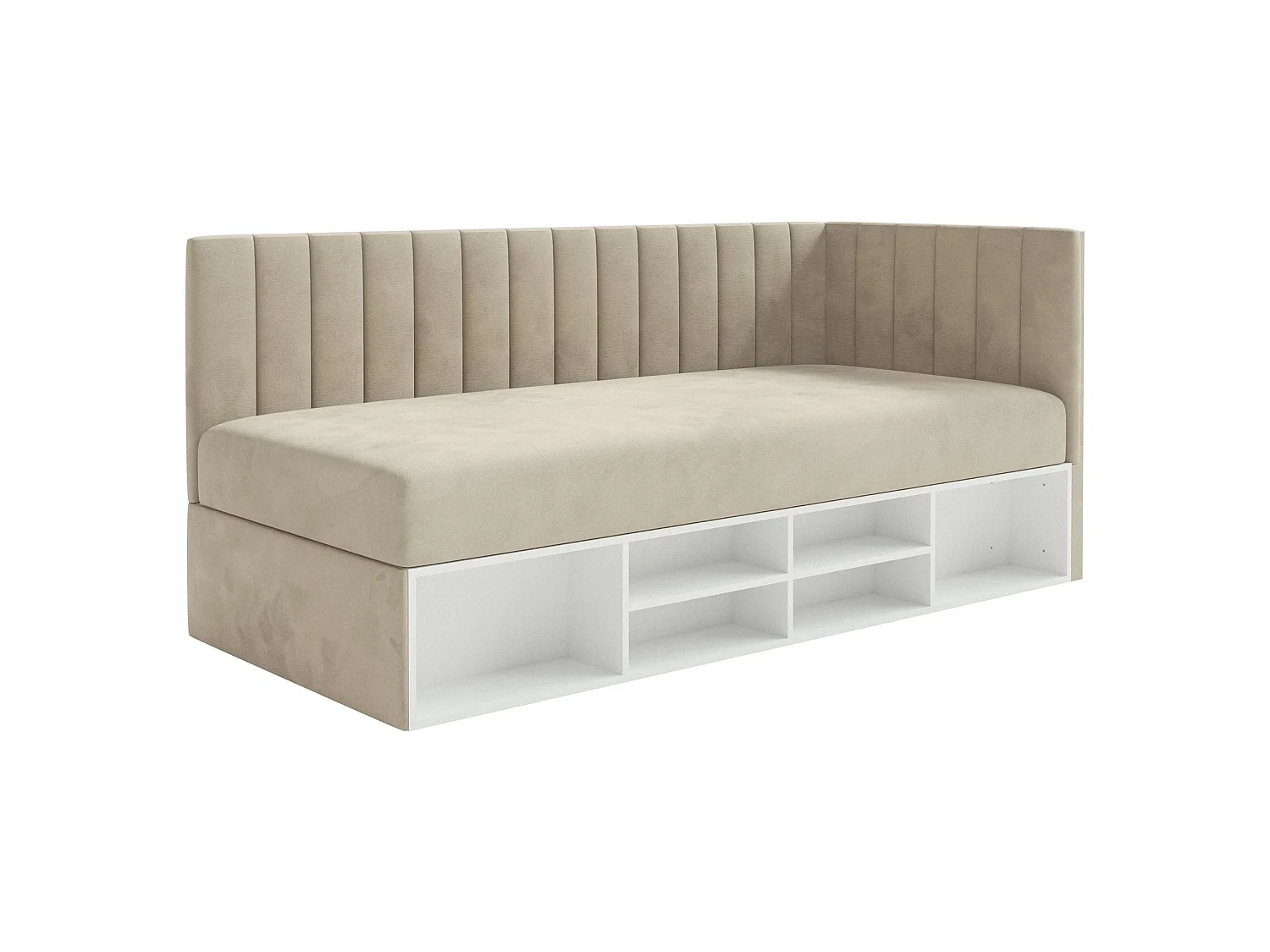 Lit ado avec rangement - beige clair - côté droit - VENTRIO