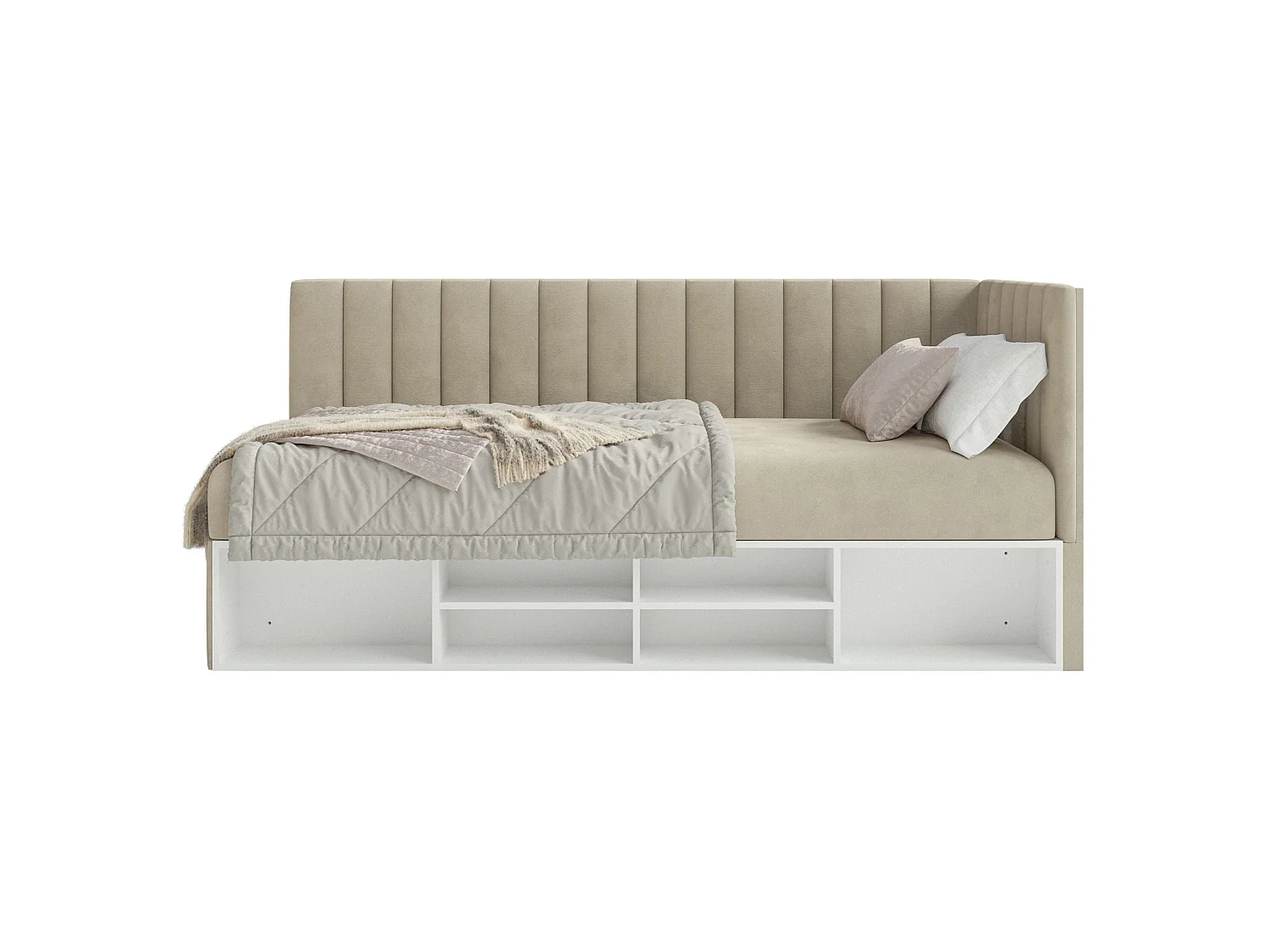 Lit ado avec rangement - beige clair - côté droit - VENTRIO