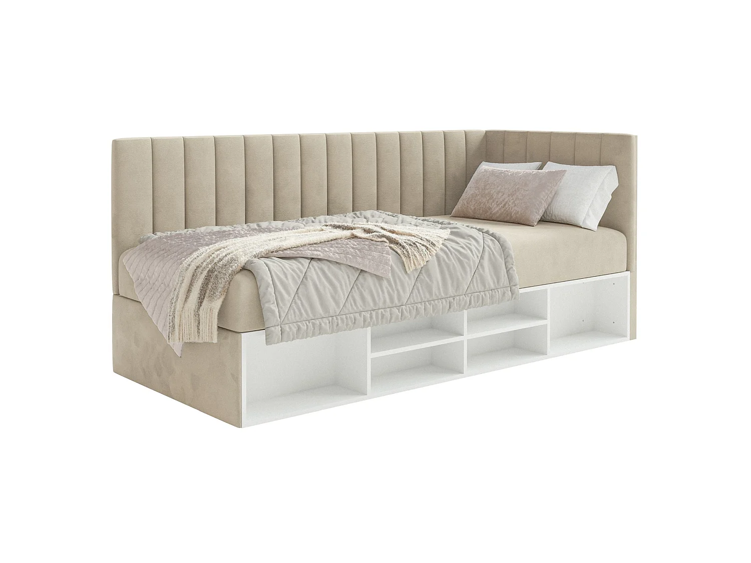 Lit ado avec rangement - beige clair - côté droit - VENTRIO
