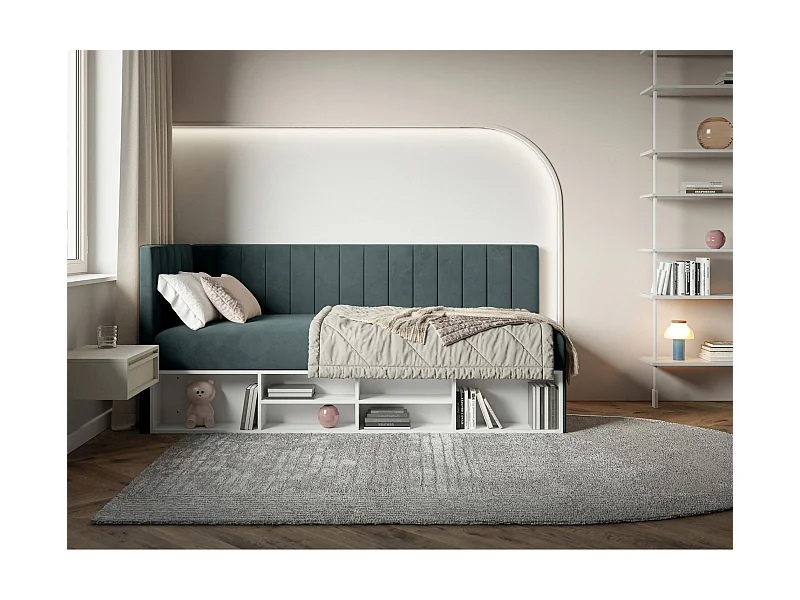 Lit ado avec rangement - bleu gris - côté gauche- VENTRIO