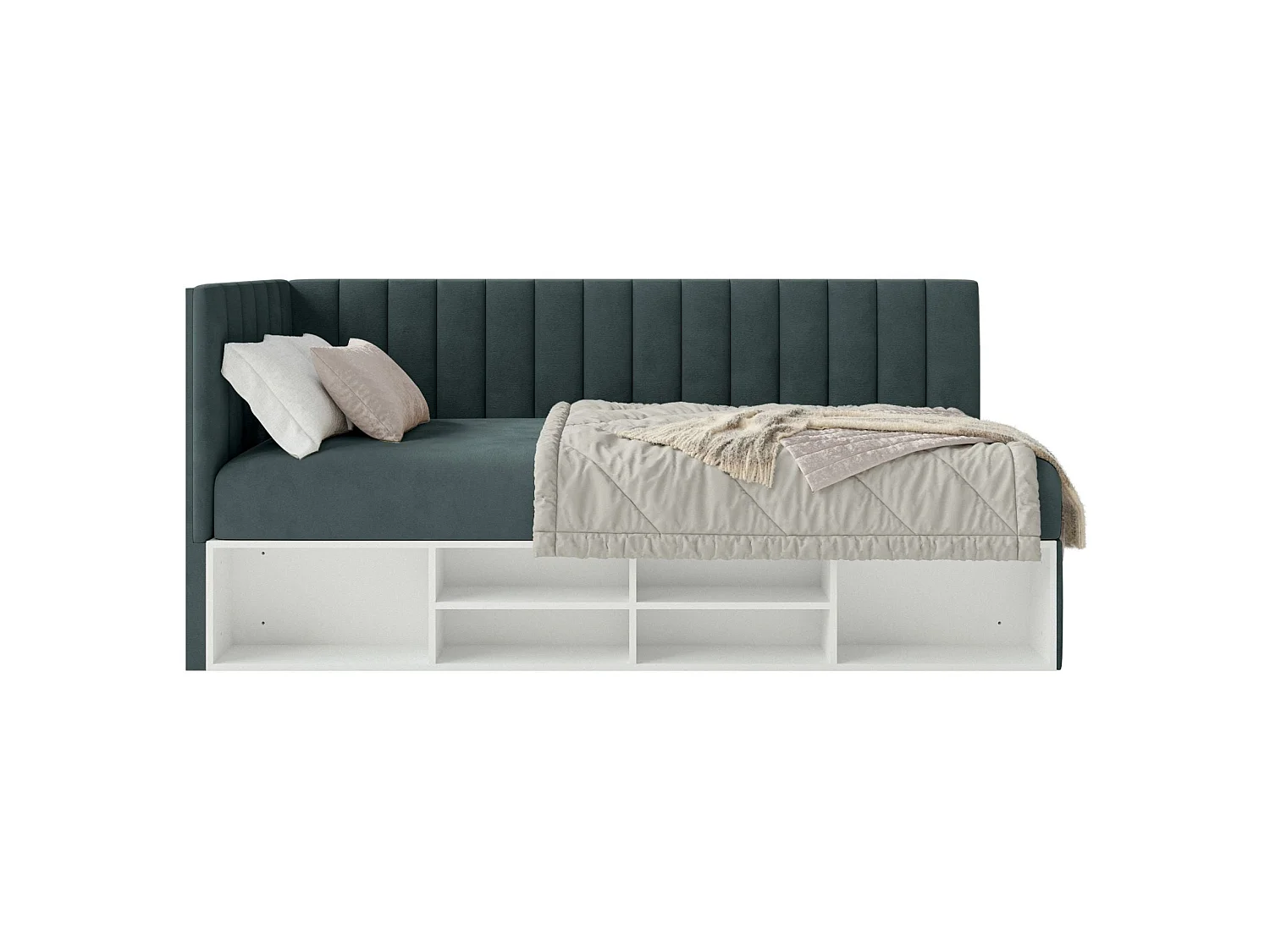 Lit ado avec rangement - bleu gris - côté gauche- VENTRIO