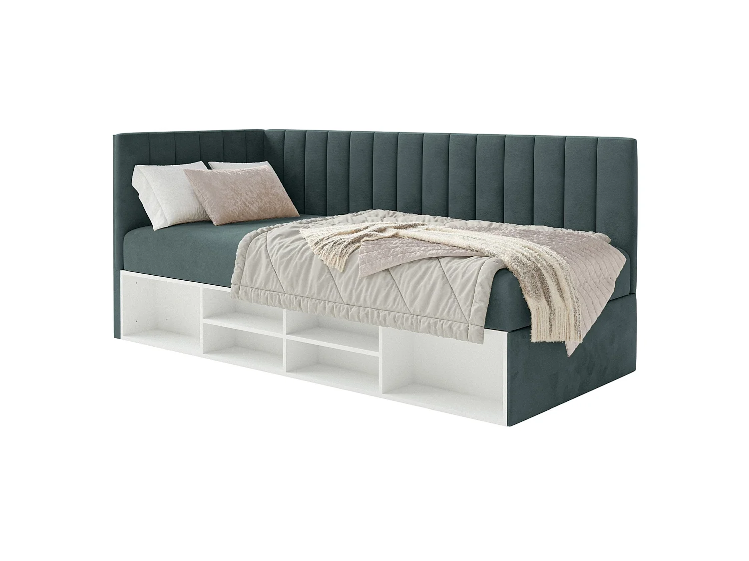 Lit ado avec rangement - bleu gris - côté gauche- VENTRIO