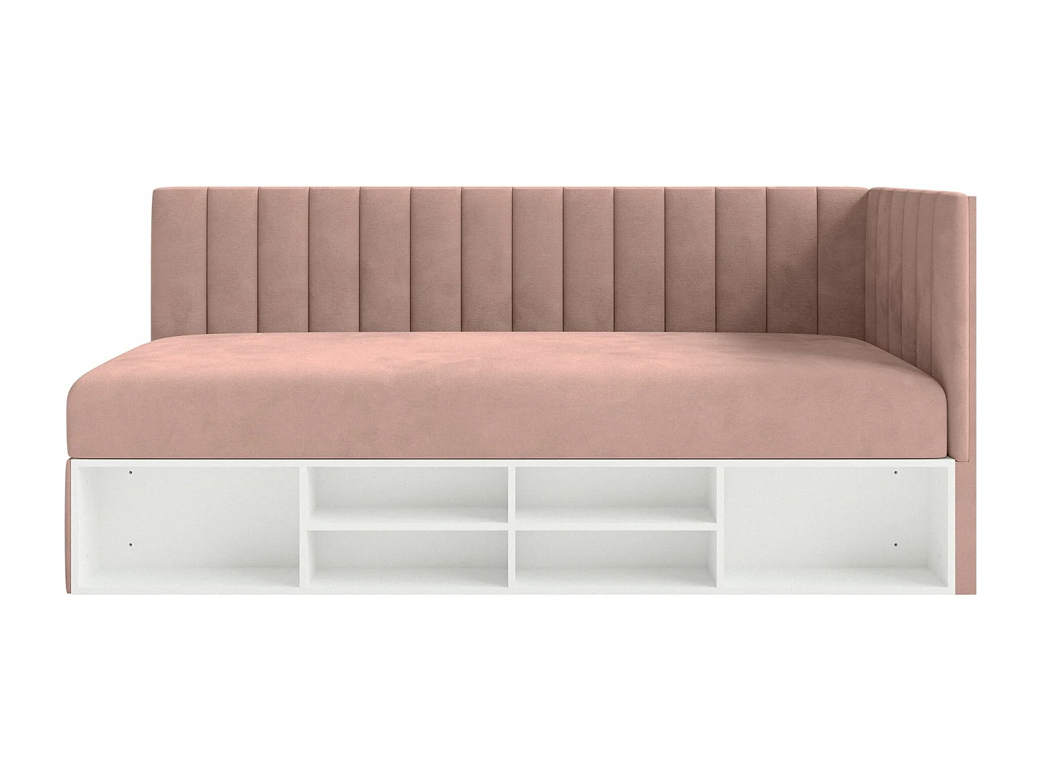 Tienerbed met opbergruimte - lichtroze - rechterkant - VENTRIO