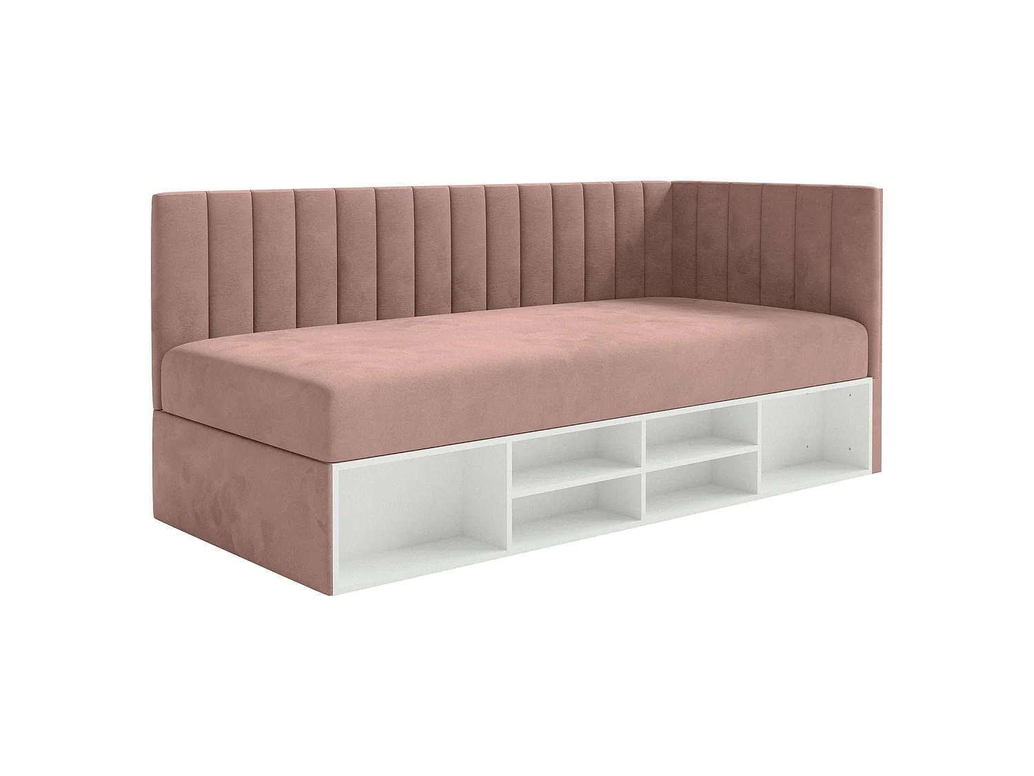 Lit ado avec rangement - rose clair - côté droit - VENTRIO