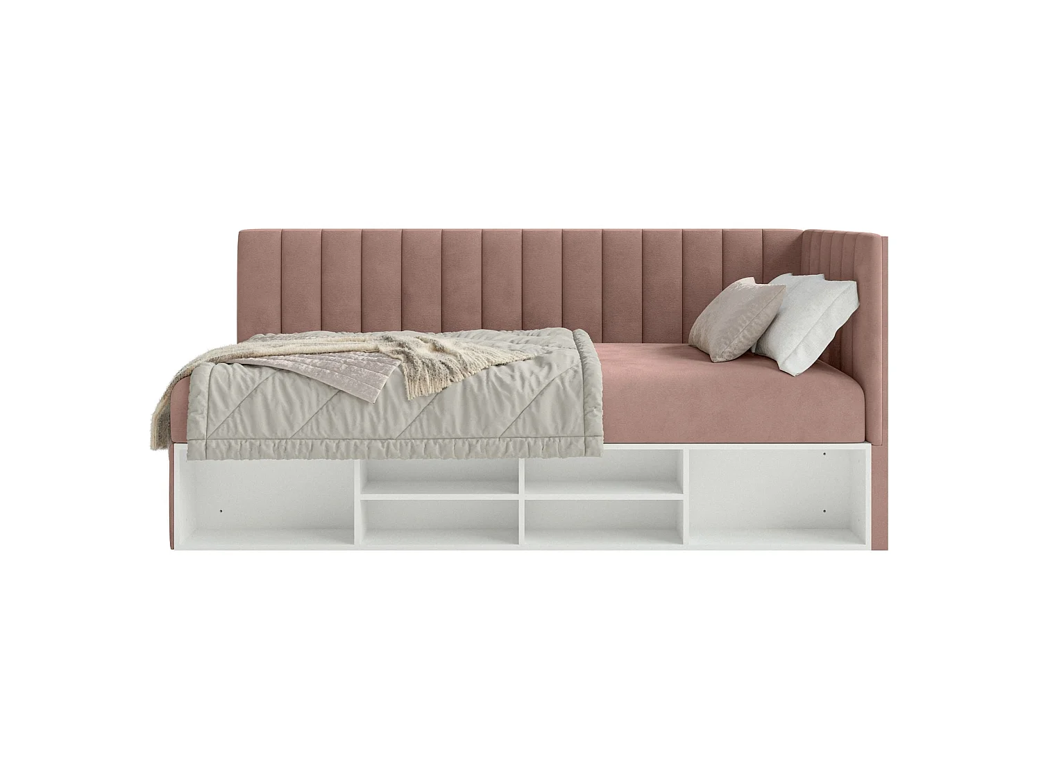 Lit ado avec rangement - rose clair - côté droit - VENTRIO