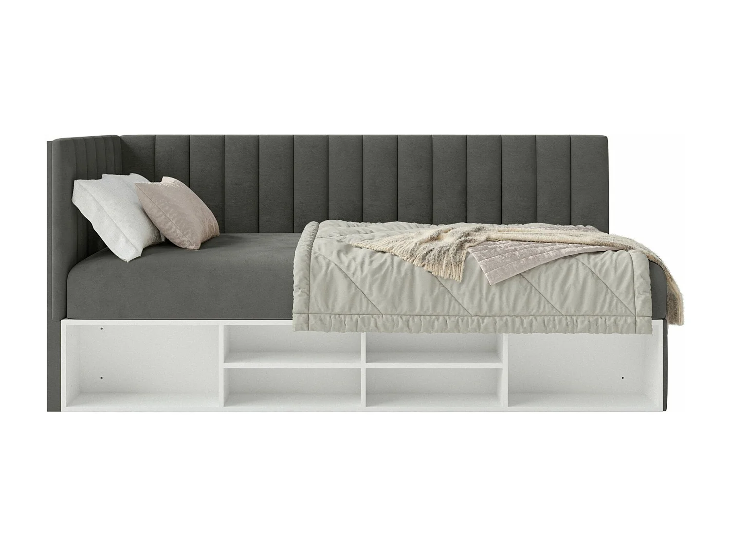 Lit ado avec rangement - gris foncé - côté gauche- VENTRIO