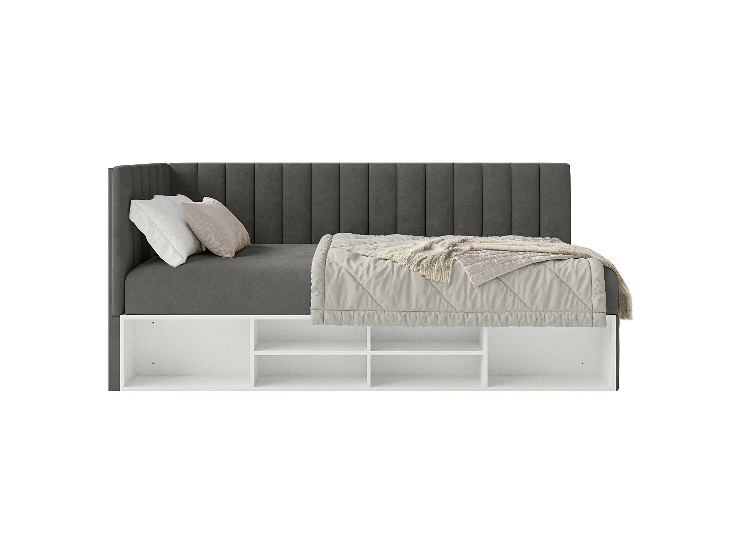 Lit ado avec rangement - gris foncé - côté gauche- VENTRIO