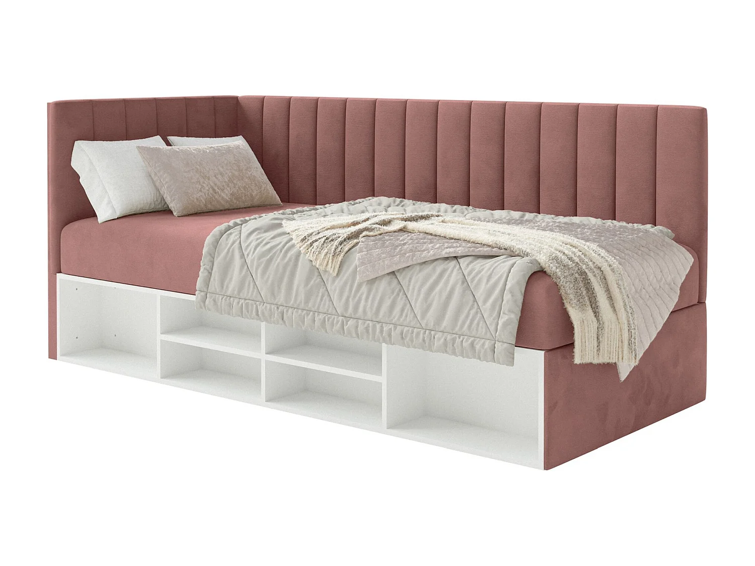 Lit ado avec rangement - rose - côté gauche- VENTRIO