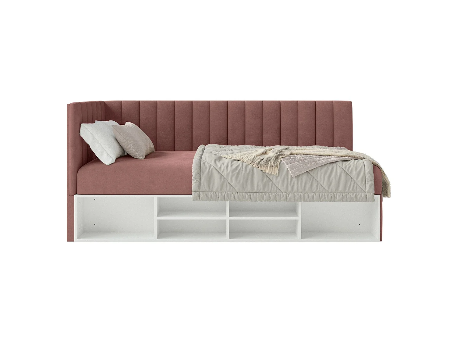 Lit ado avec rangement - rose - côté gauche- VENTRIO
