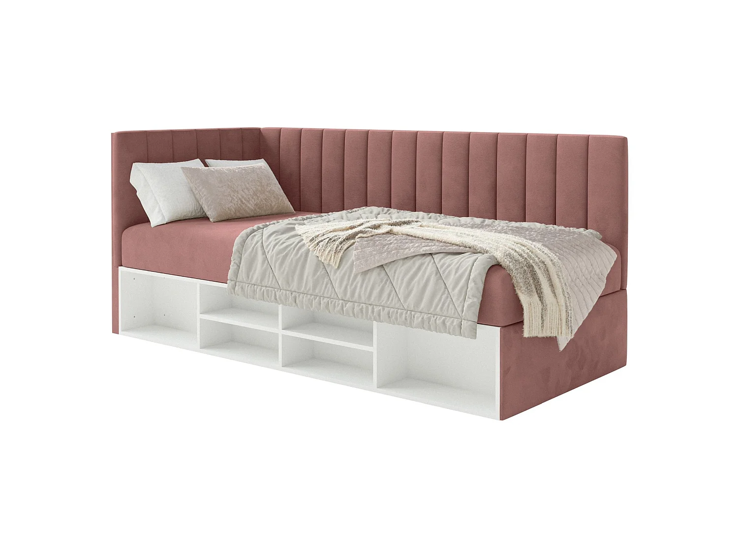 Lit ado avec rangement - rose - côté gauche- VENTRIO