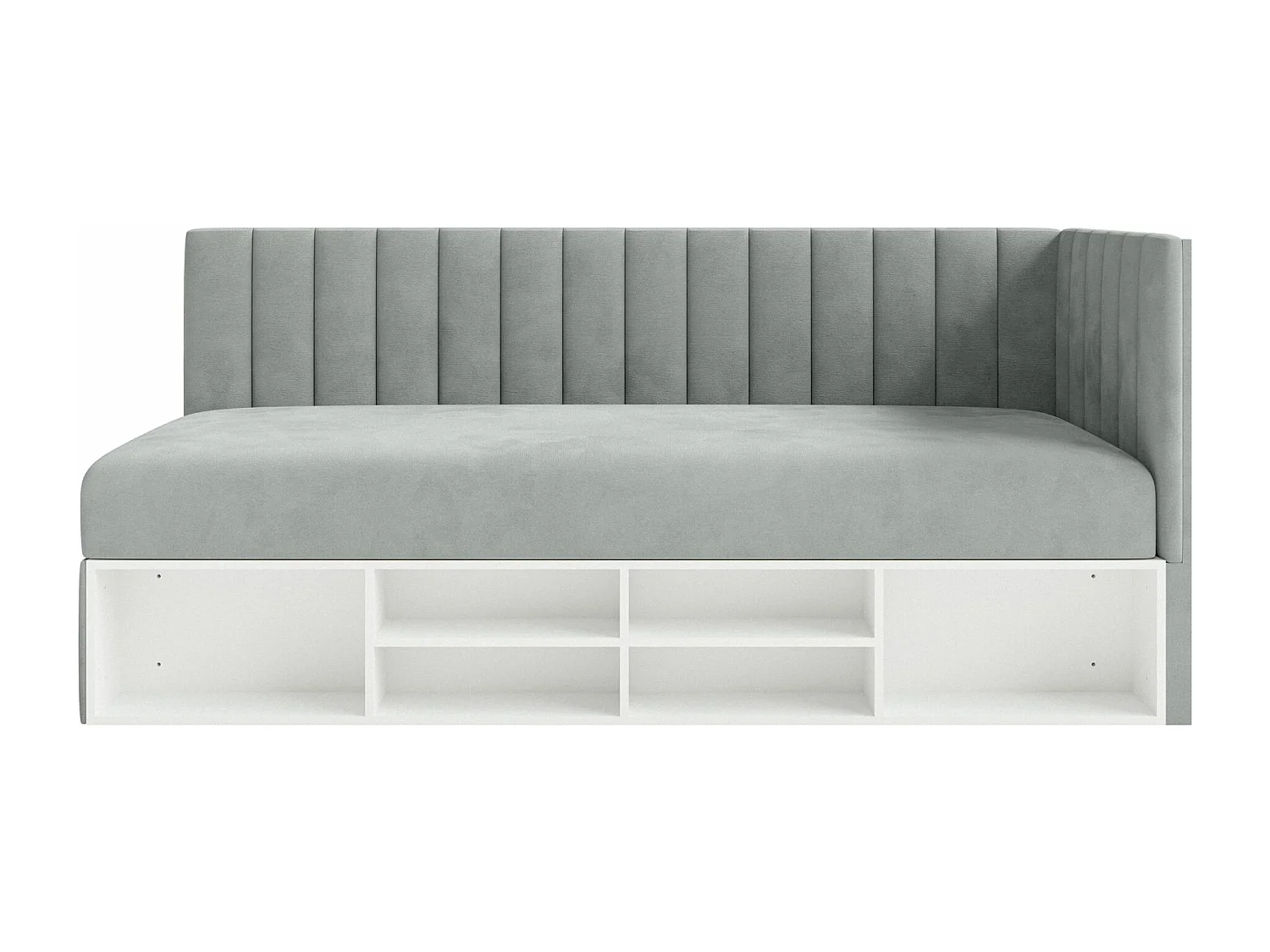 Tienerbed met opbergruimte - grijs - rechterkant - VENTRIO