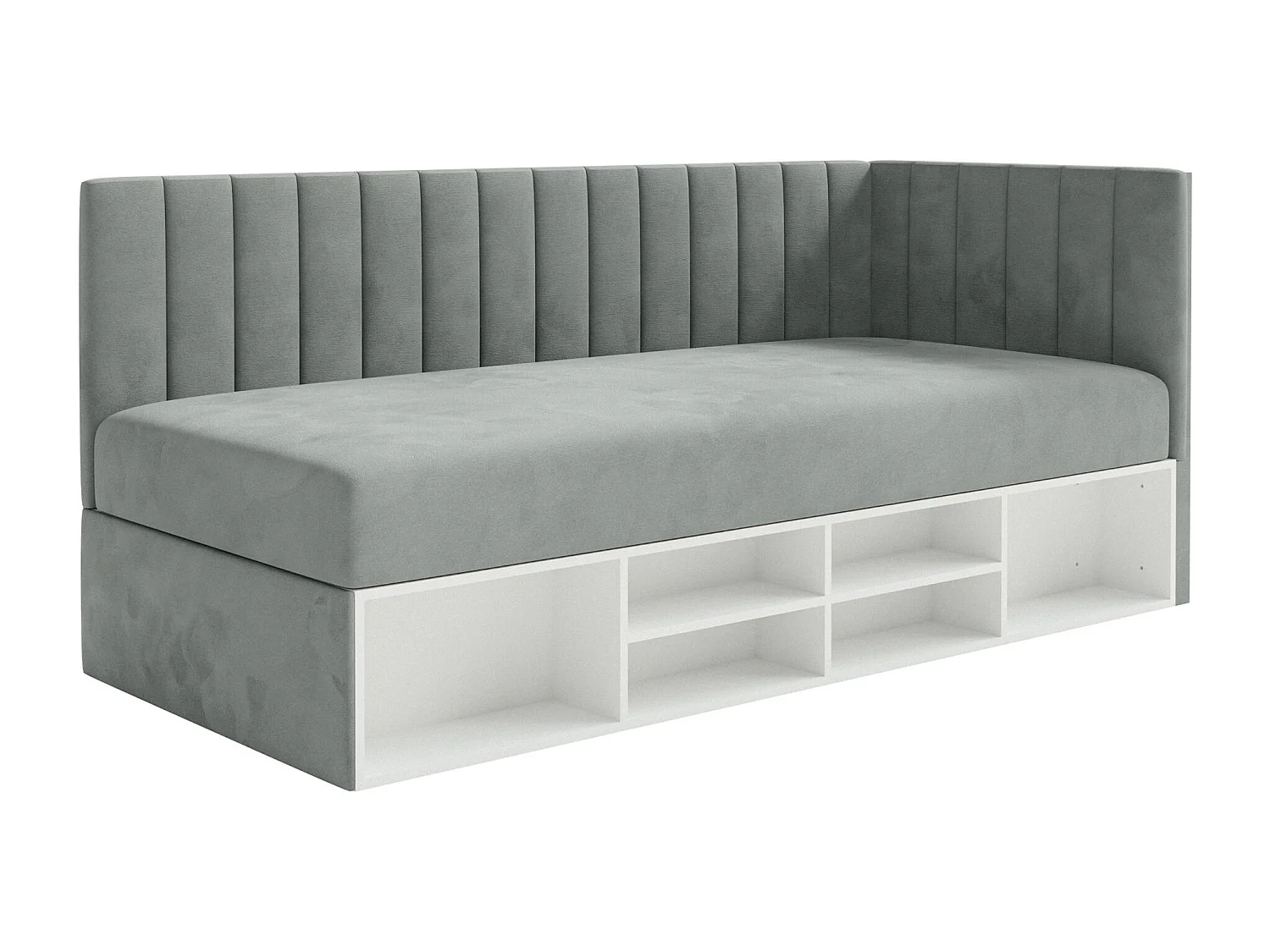 Lit ado avec rangement - gris - côté droit - VENTRIO