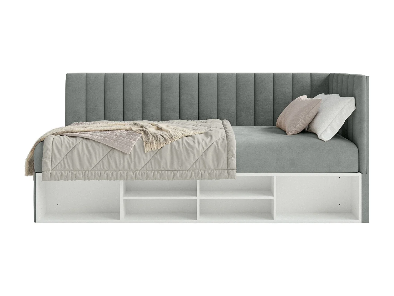 Lit ado avec rangement - gris - côté droit - VENTRIO