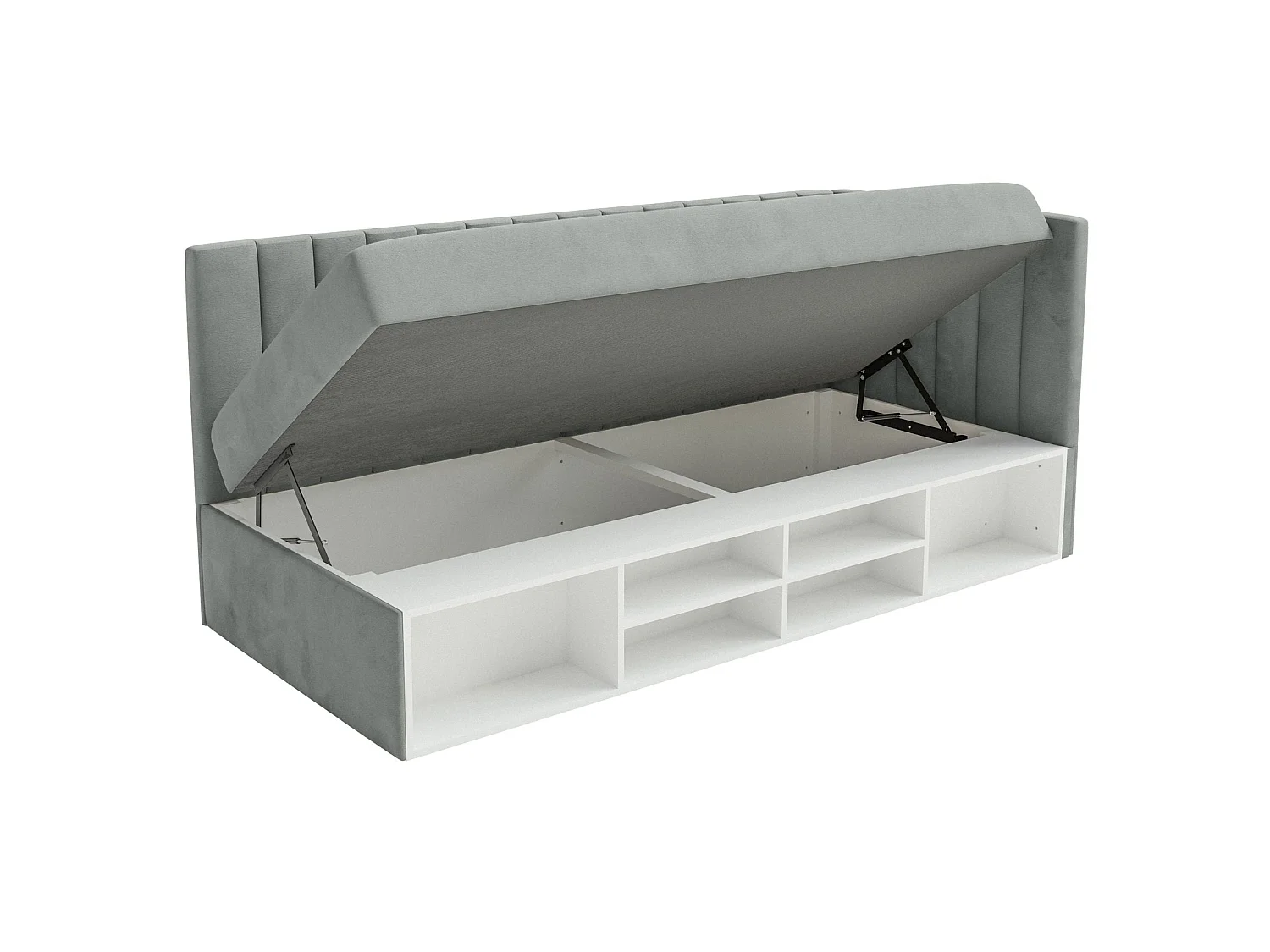 Lit ado avec rangement - gris - côté droit - VENTRIO