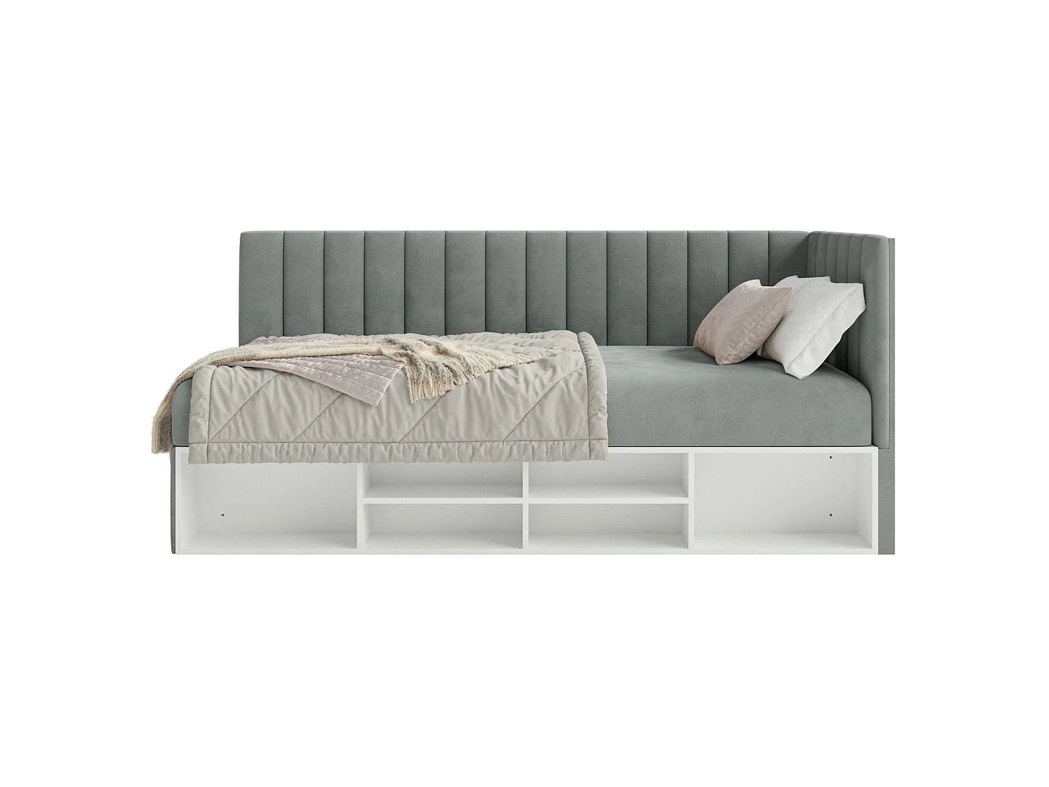 Lit ado avec rangement - gris - côté droit - VENTRIO