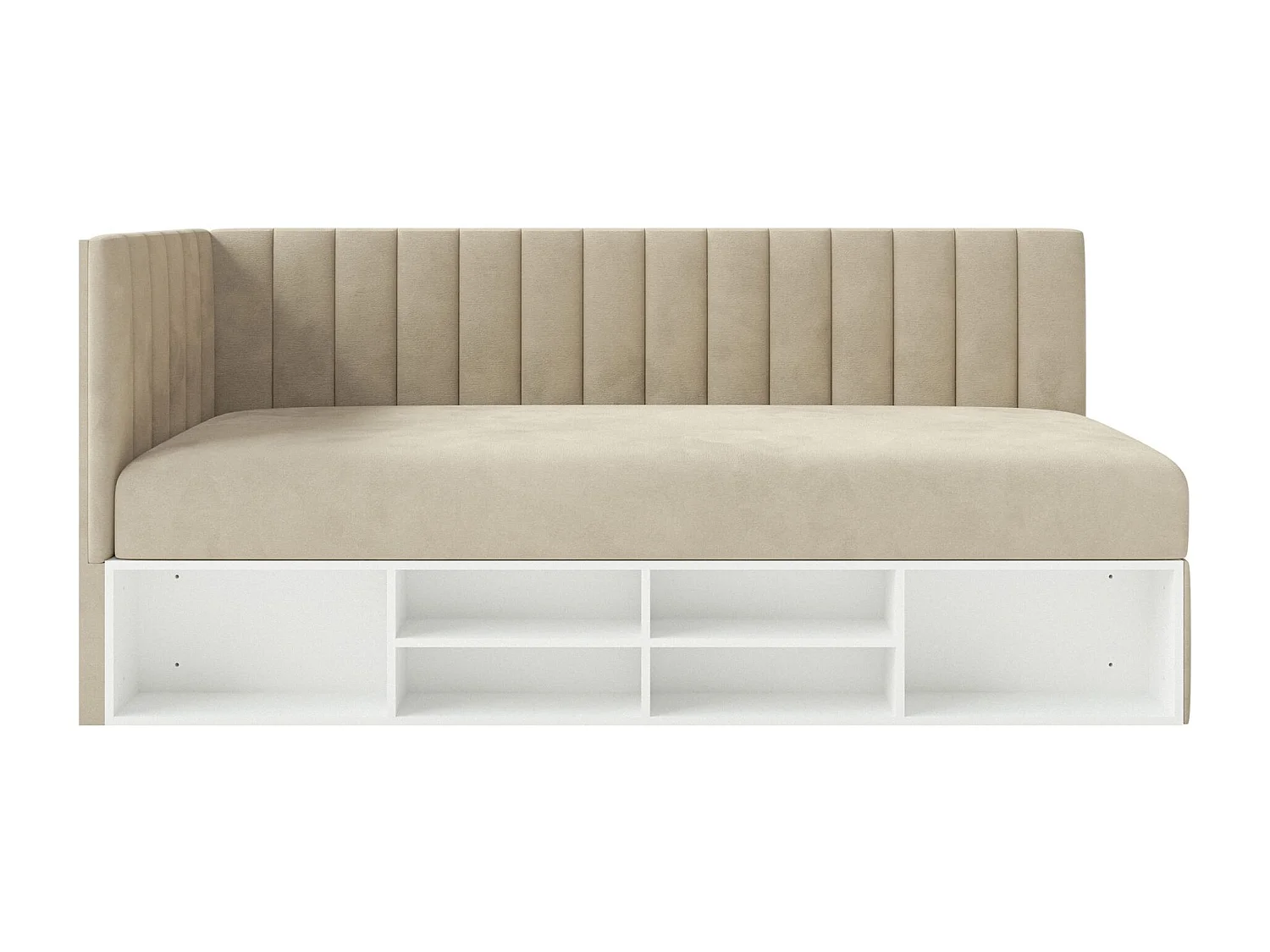 Lit ado avec rangement - gris beige - côté gauche - VENTRIO