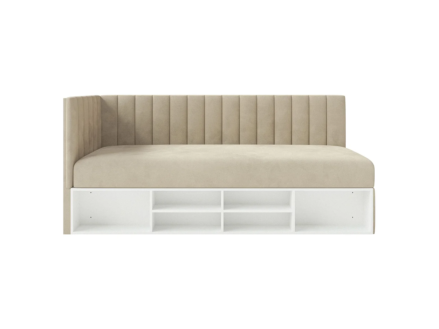 Lit ado avec rangement - gris beige - côté gauche - VENTRIO