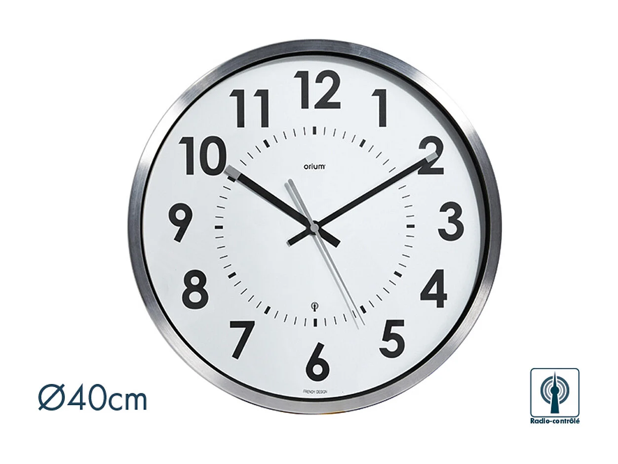 Horloge radio contrôlée Abylis Ø30cm - alu - Orium