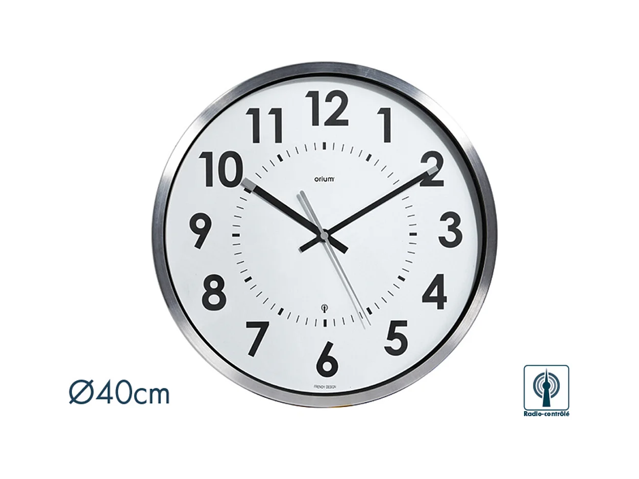 Horloge radio contrôlée Abylis Ø30cm - alu - Orium