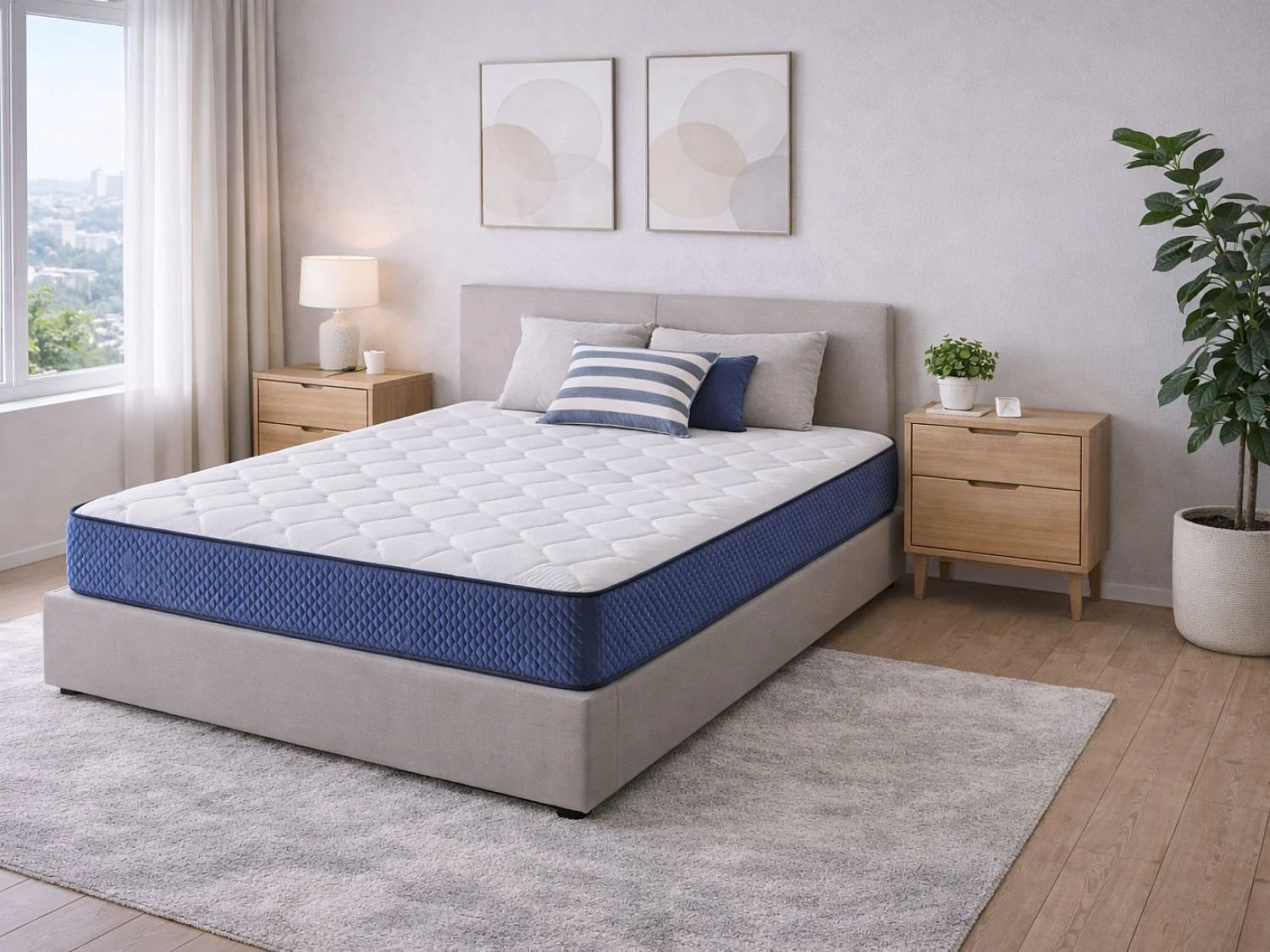 Matelas SHAULA 140x180 cm | Épaisseur 18 cm | Mousse HR | Réversible Été/Hiver | Confort Respirant