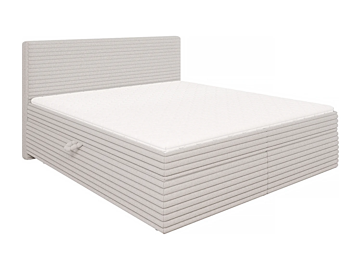 Stella - Boxspringbett 180x200 mit Topper und Bettkästen aus Hellgrau Plüschcord