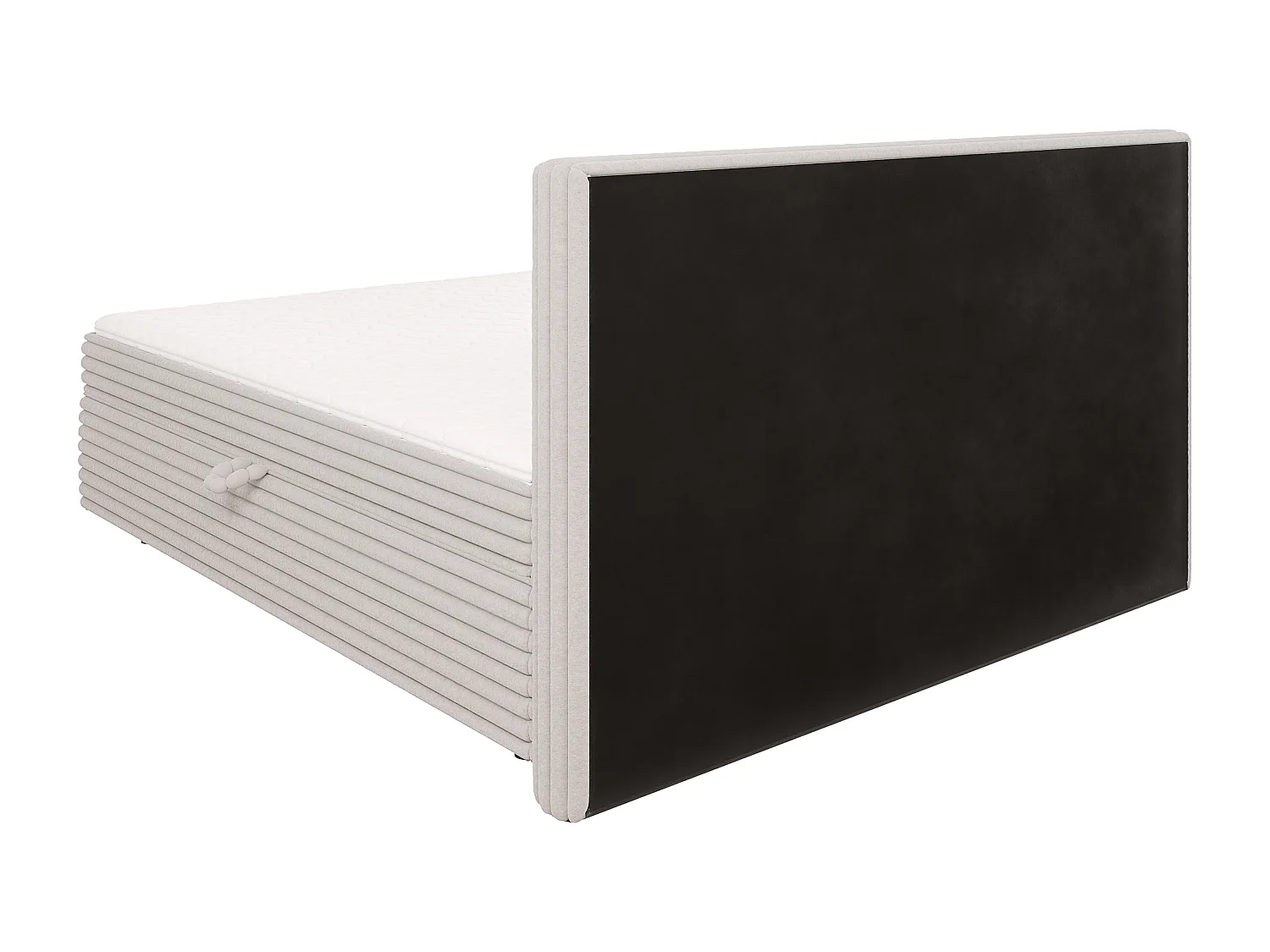 Stella - Boxspringbett 180x200 mit Topper und Bettkästen aus Hellgrau Plüschcord