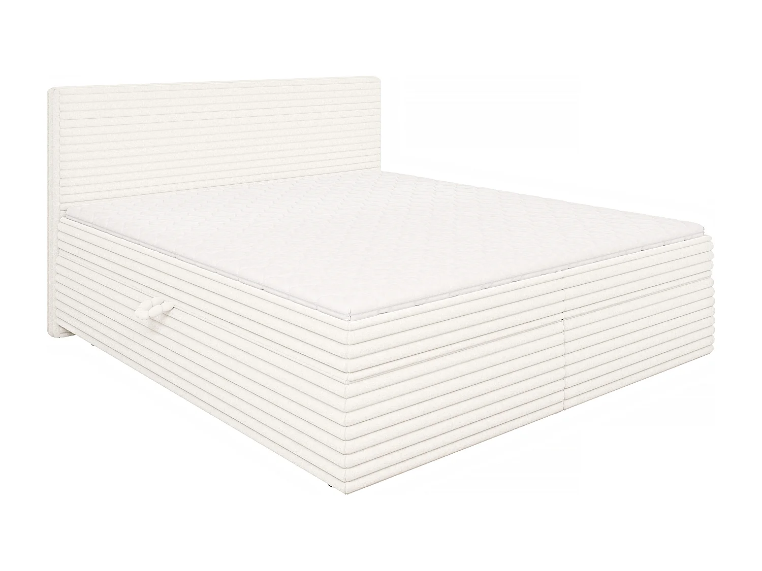 Stella - Boxspringbett 180x200 mit Topper und Bettkästen aus Hellbeige Plüschcord