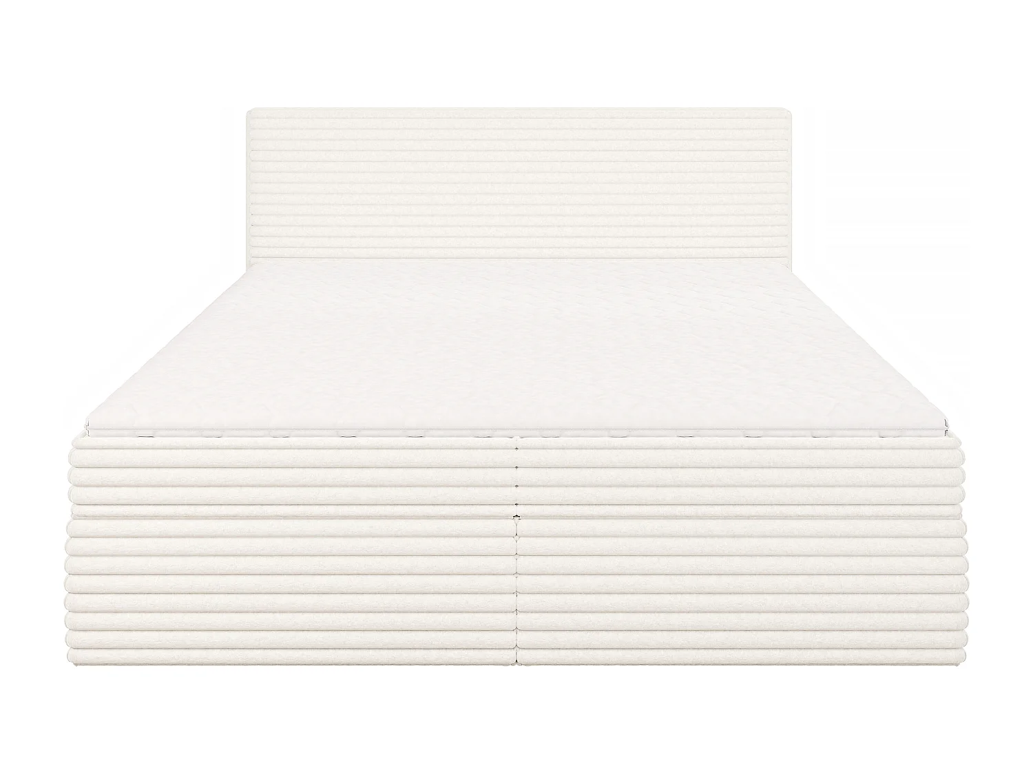 Stella - Boxspringbett 180x200 mit Topper und Bettkästen aus Hellbeige Plüschcord