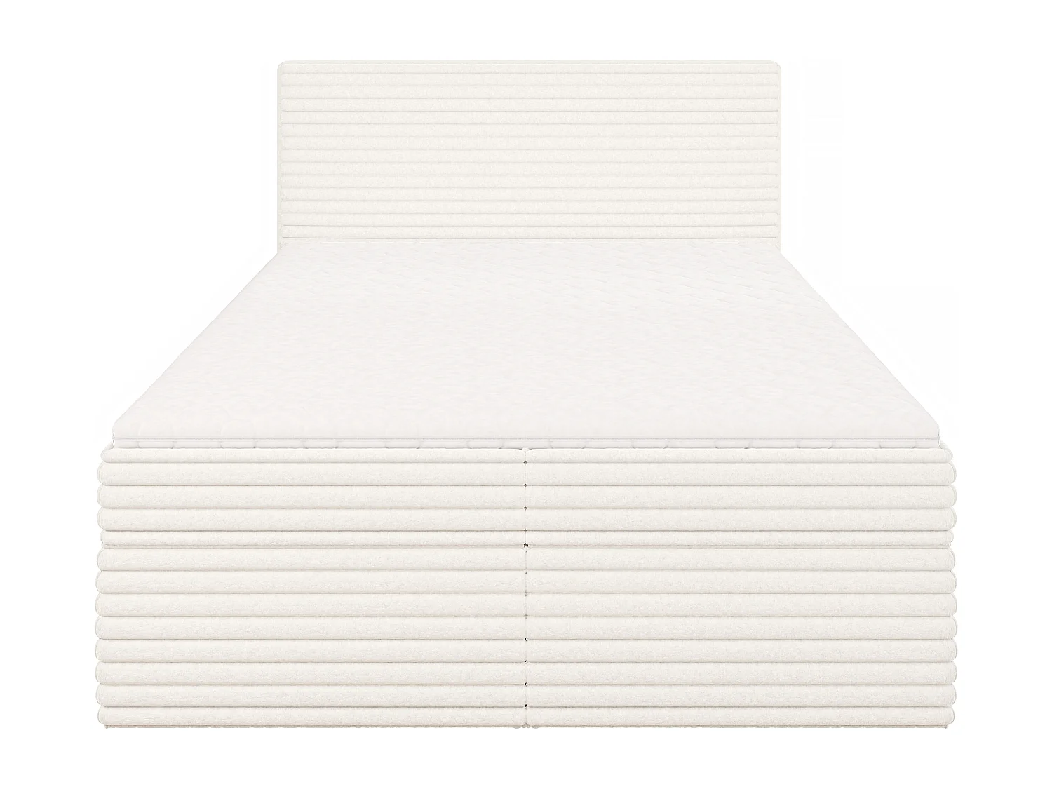 Stella - Boxspringbett 140x200 mit Topper und Bettkästen aus Hellbeige Plüschcord