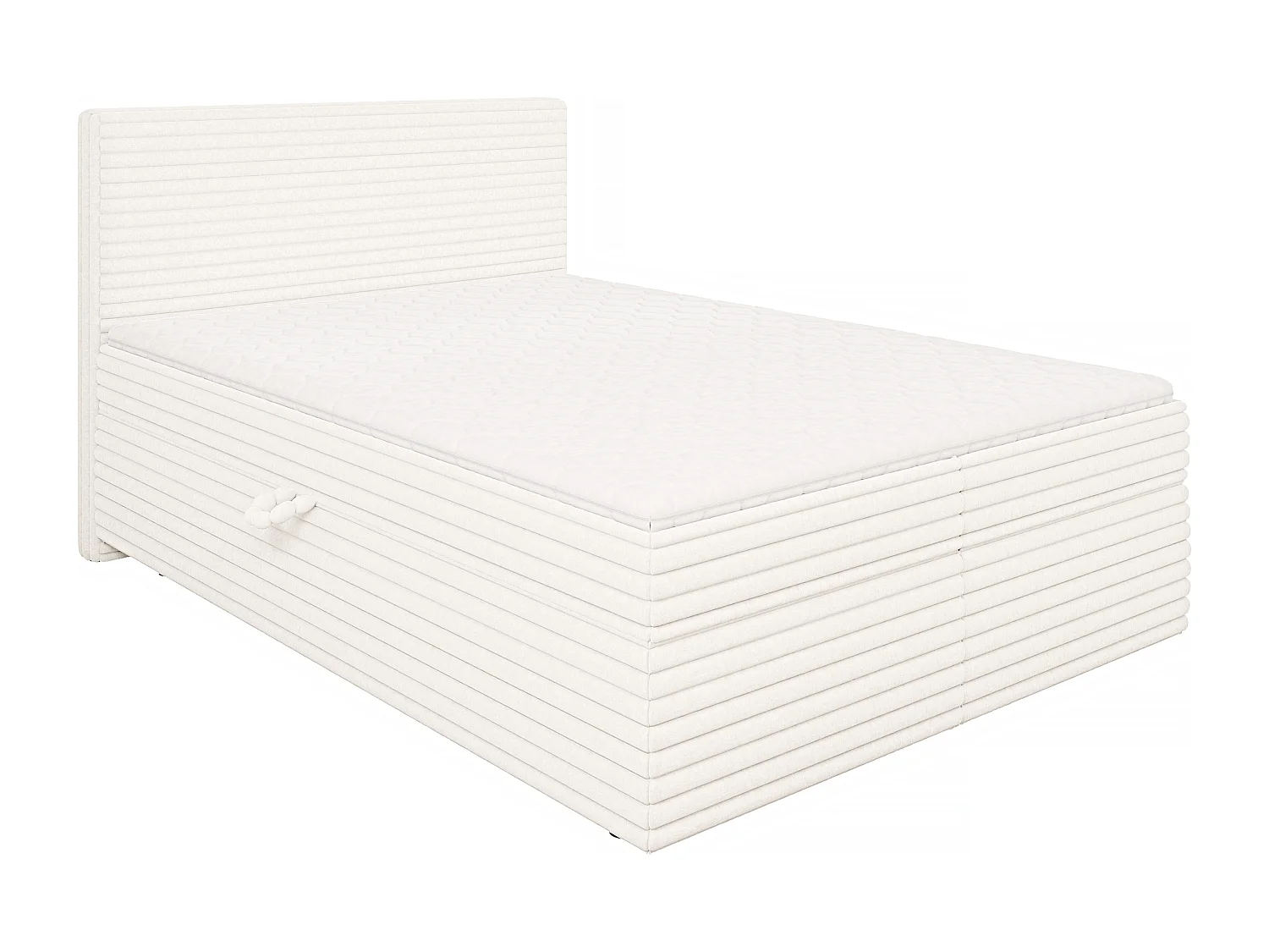 Stella - Boxspringbett 140x200 mit Topper und Bettkästen aus Hellbeige Plüschcord